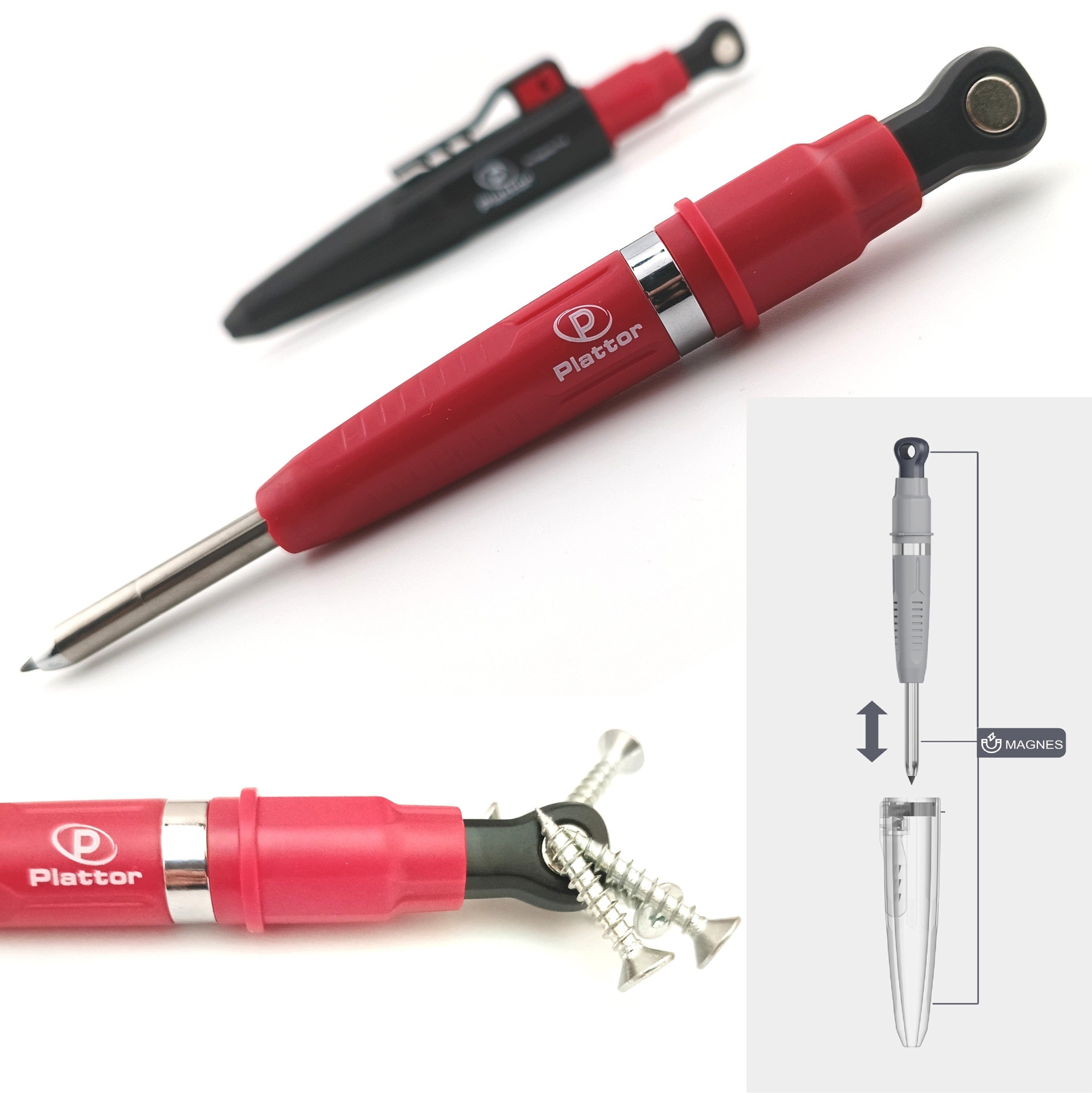 MAGNETIC PENCIL AUTOMATIC CARPENTRY CONSTRUCTION PLATTOR ProMagneticPLUS