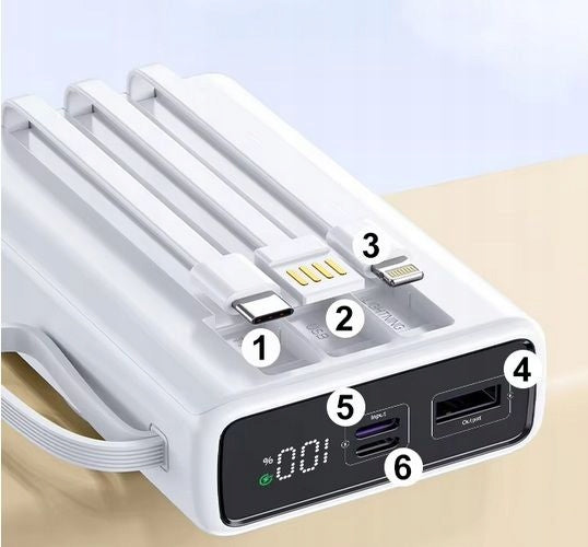 MAGNETIC POWERBANK MagSafe 20000mAh HAZAKI 22,5W FAST BUILT-IN CABLES Brand Hazaki