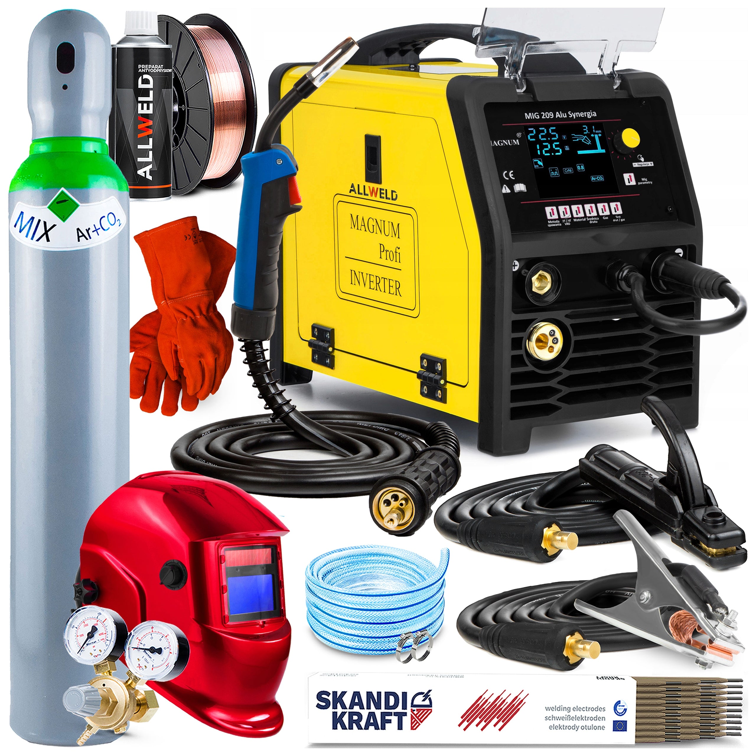 MAGNUM MIG 209 ALUMINIUM SYNERGY WELDING MACHINE MMA TIG 200A 230V LCD
