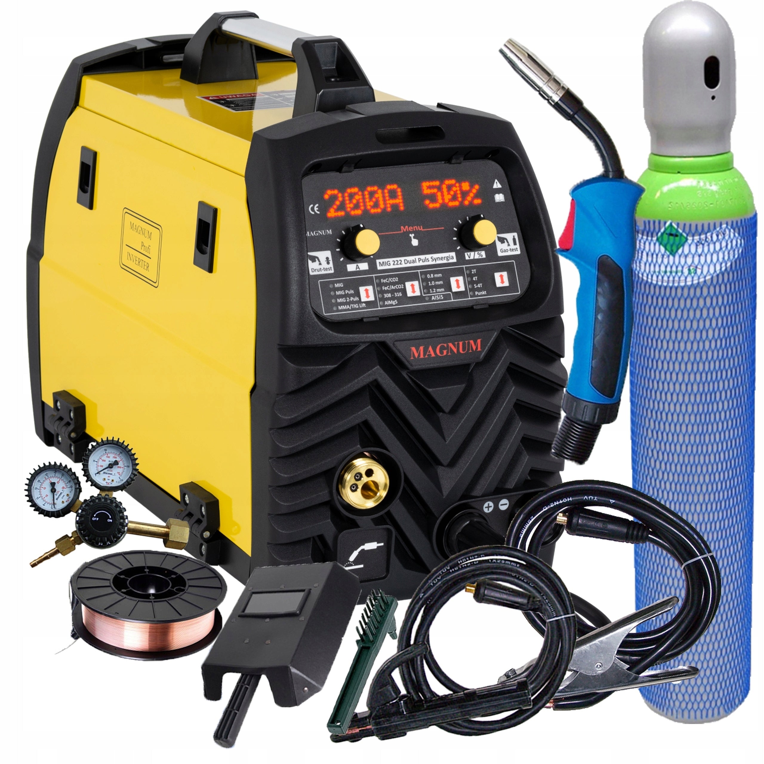 MAGNUM MIG 222 DUAL PULSE WELDING MACHINE SYNERGY MMA TIG LIFT 3IN1