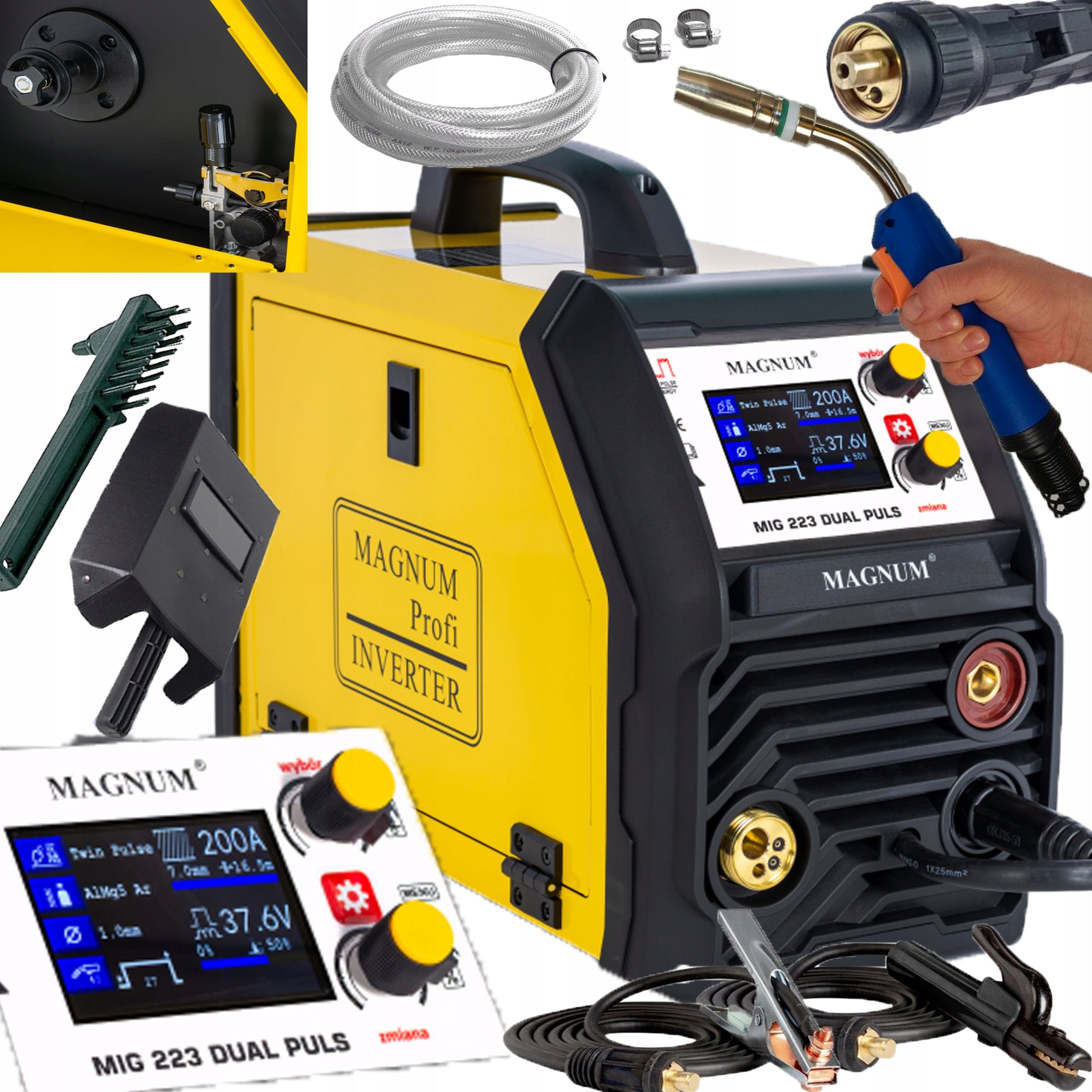 MAGNUM MIG 223 DUAL PULSE WELDING MACHINE 220A MMA TIG LIFT 3IN1 SYNERGY