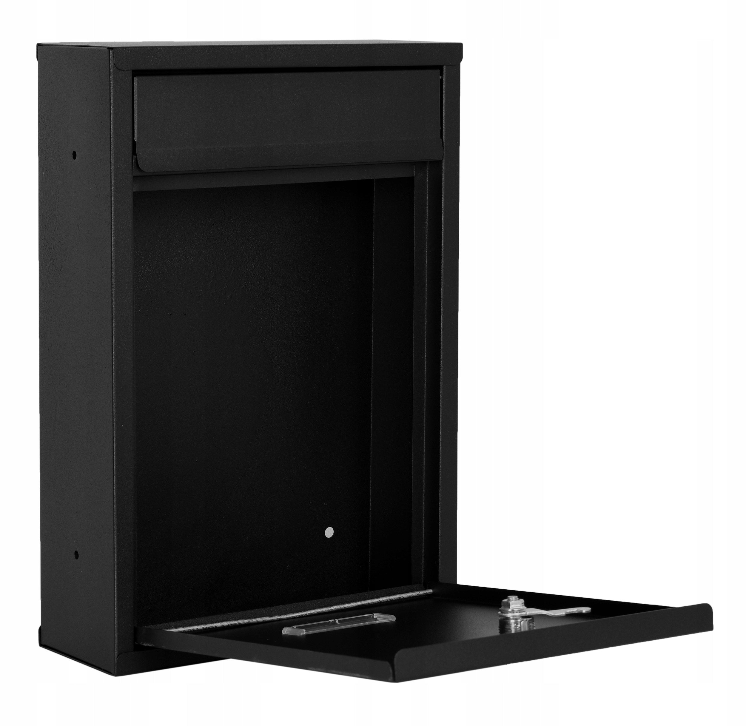 MAILBOX FOR LEAFLETS BLACK STEEL MAIL FOR FENCE HOUSE Box type with a newspaper holder