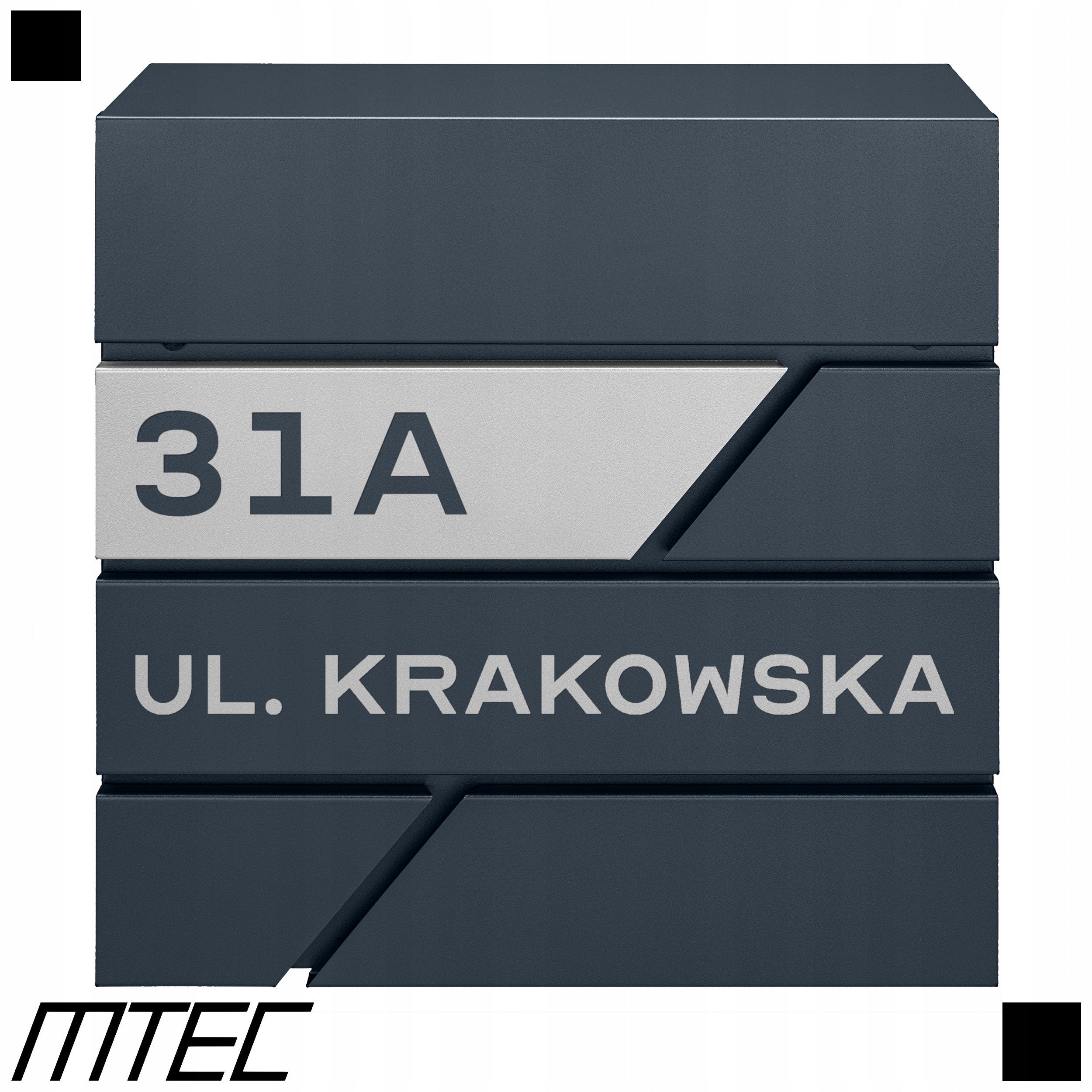 MAILBOX FOR LETTERS ANTHRACITE + INSCRIPTION WITH ADDRESS STREET NUMBER Brand M-TEC