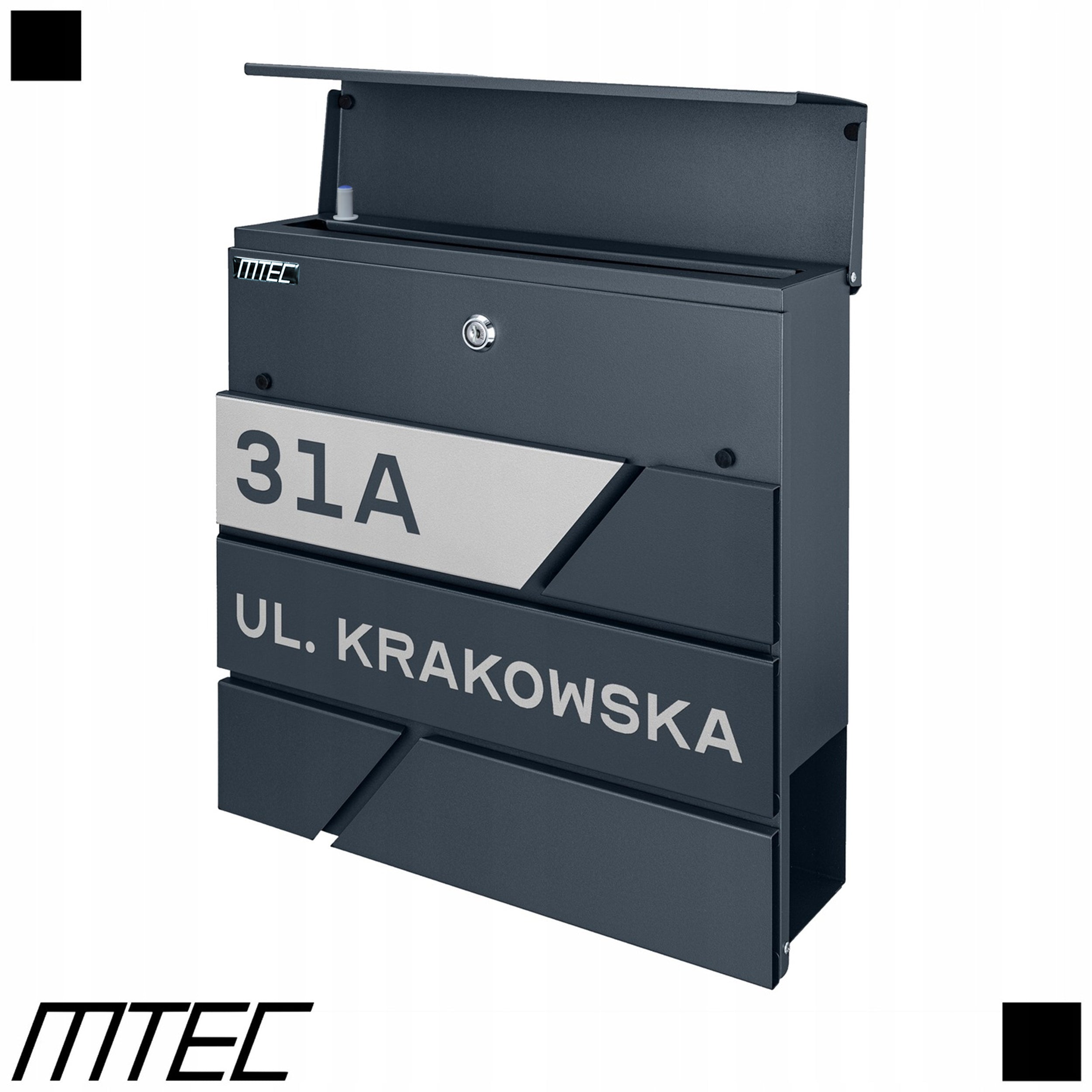 MAILBOX FOR LETTERS ANTHRACITE + INSCRIPTION WITH ADDRESS STREET NUMBER Manufacturer code 003-WZ2