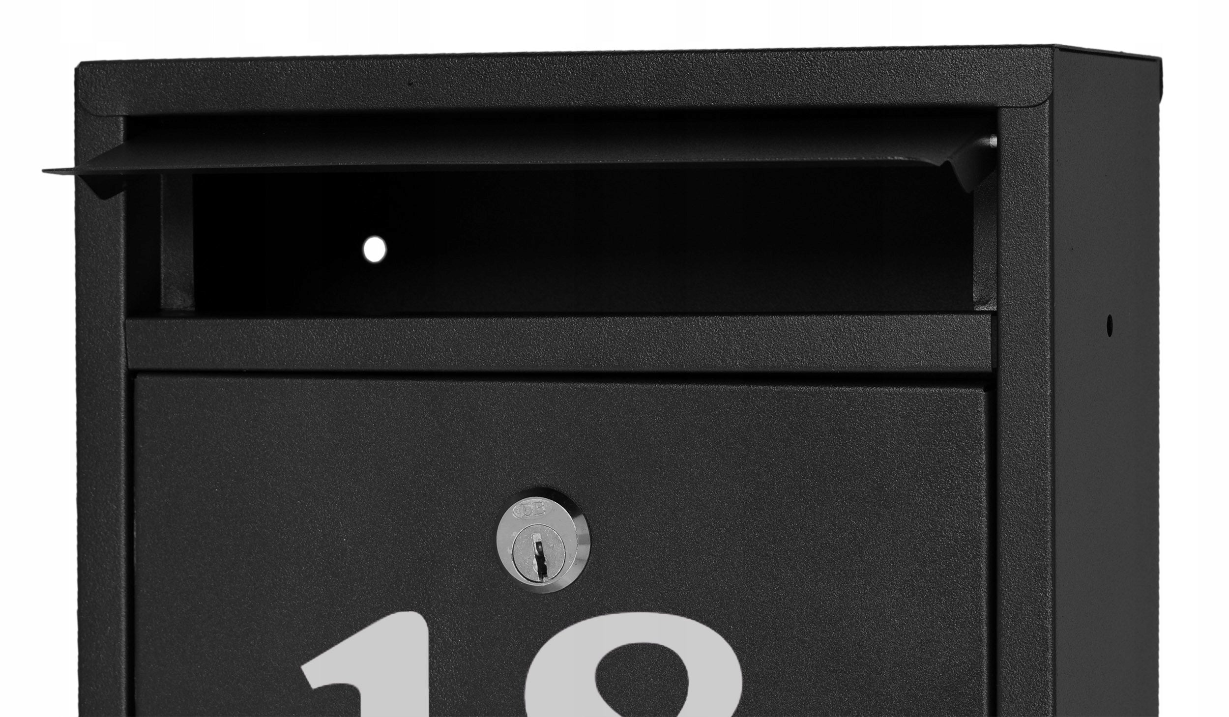 MAILBOX FOR LETTERS MAIL FENCE BLACK WITH HOUSE NUMBER ADDRESS Product height 32 cm