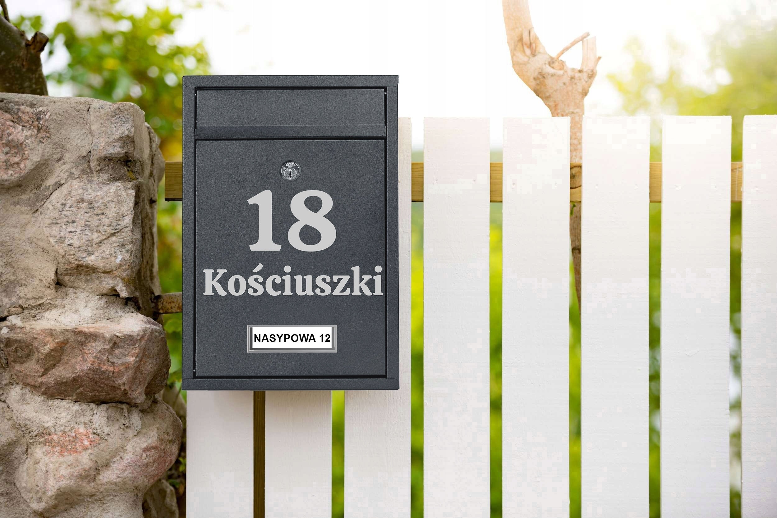 MAILBOX FOR LETTERS MAIL WITH HOUSE NUMBER STREET NAME INSCRIPTION ANTHRACITE Manufacturer code 5902340327548