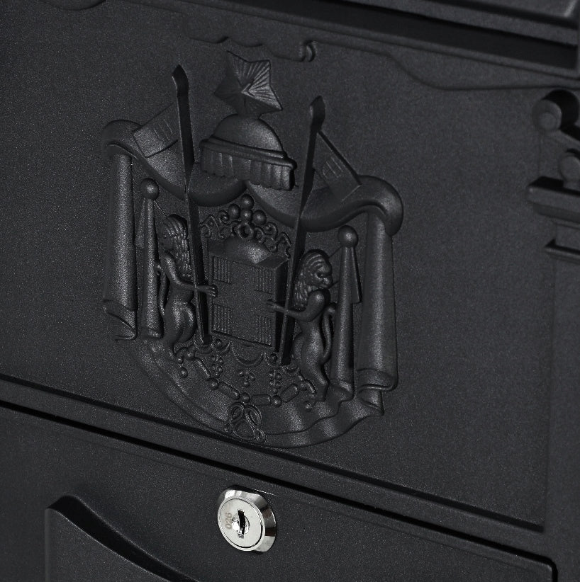 MAILBOX FOR LETTERS RUSTIC RETRO VINTAGE BLACK STEEL Product depth 9 cm