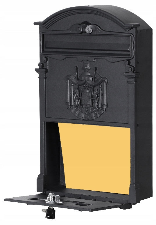 MAILBOX FOR LETTERS RUSTIC RETRO VINTAGE BLACK STEEL Product height 41 cm