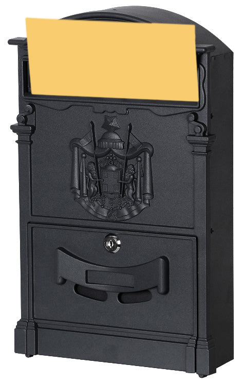 MAILBOX FOR LETTERS RUSTIC RETRO VINTAGE BLACK STEEL Product width 25.5 cm