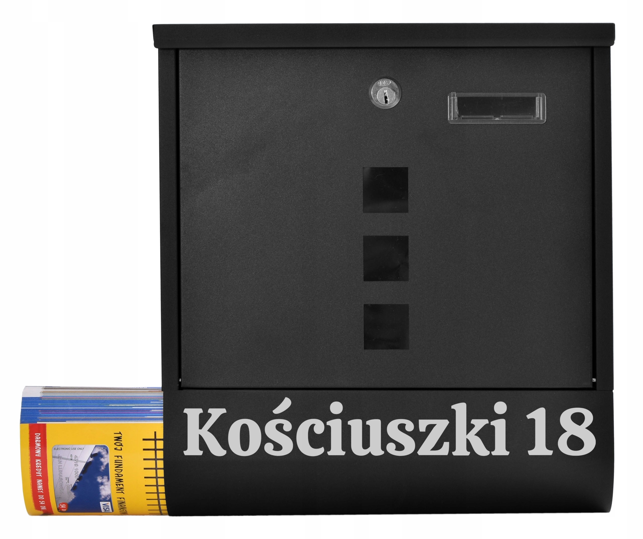 MAILBOX WITH STREET NAME NUMBER OF THE HOUSE NEWSPAPER Box type with a newspaper holder