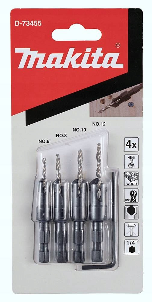 MAKITA Drill bits with countersink for wood D-73455 4/2,8/3,2/3,6mm Packaging status original