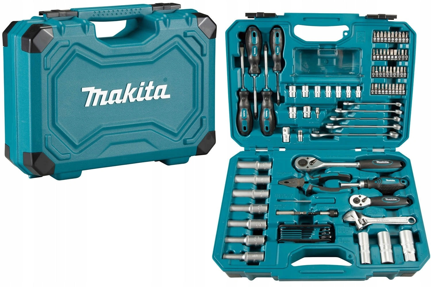MAKITA Hand Tool Set 87 Pcs Keys Cap Adapters E-08458