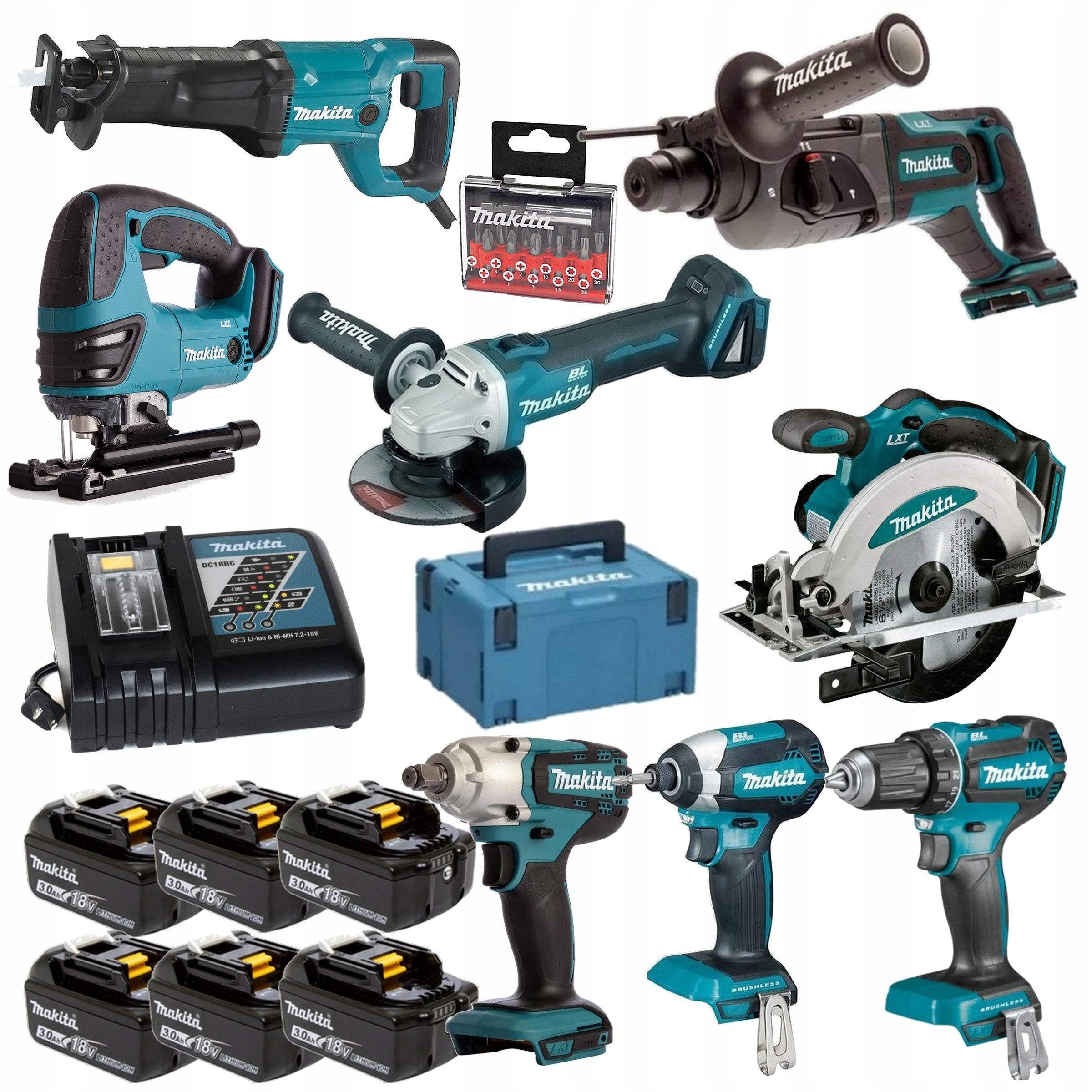 MAKITA set DDF485 DTD153 DTW190 DGA504 DHR241 DJR186 DSS610 DJV180