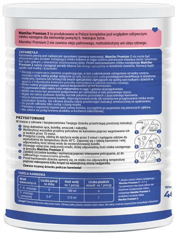 MAMILAC PREMIUM 2 MILK AFTER 6 MONTHS WITHOUT PALM OIL 400G x2 Medical device no