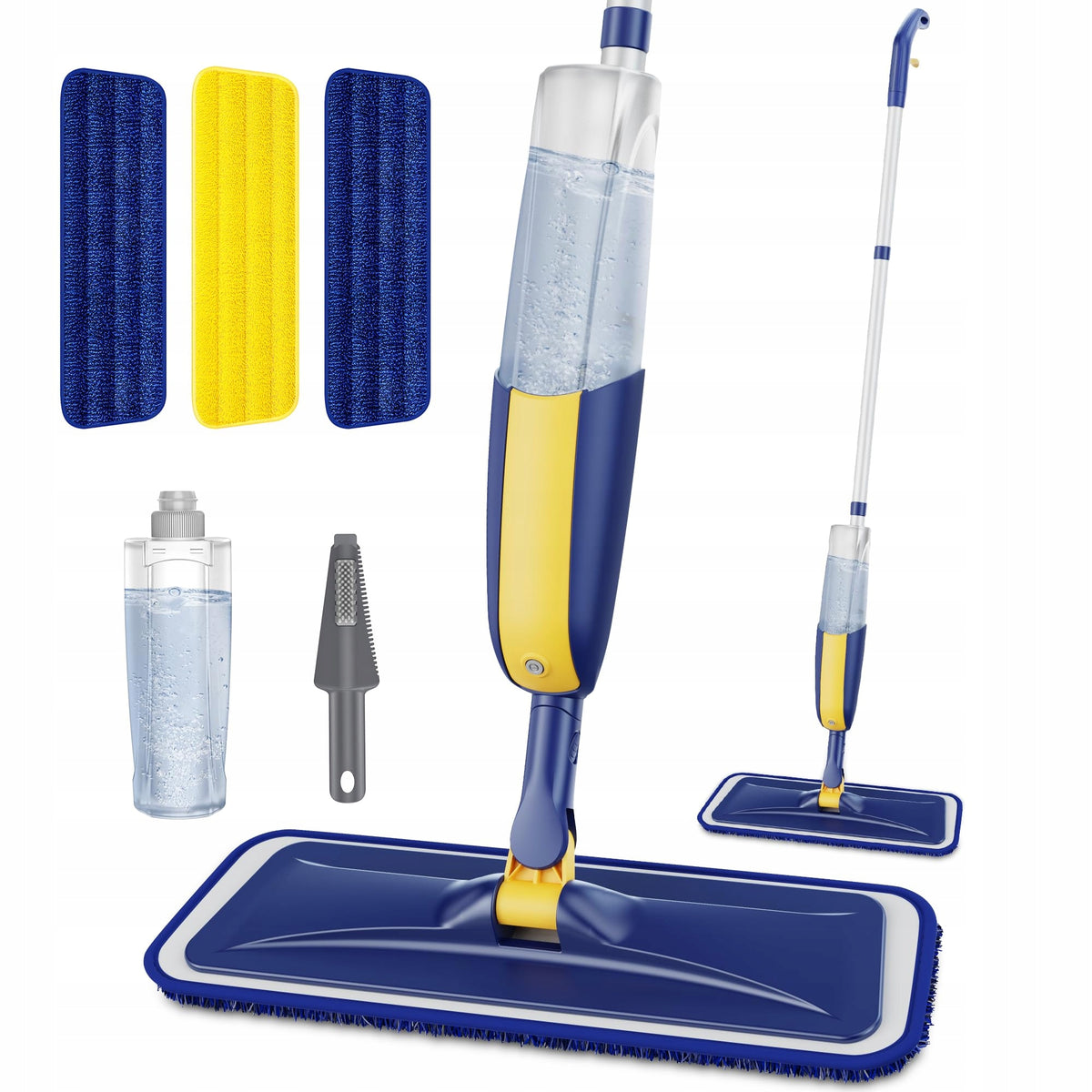 MANGOTIME Mop Floor Spray with Water Tank and 3 Overlays