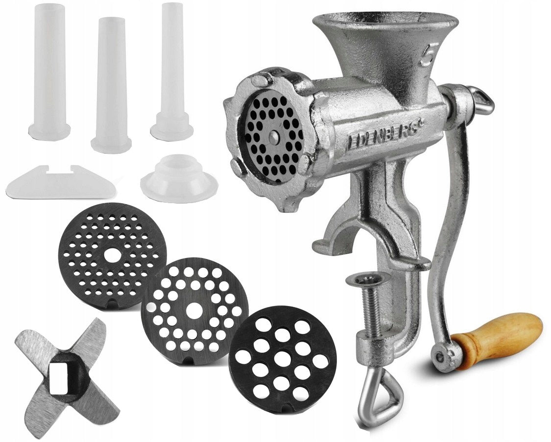 MANUAL MEAT GRINDER Cast Iron No. 8 Stuffer 3 Sita 3 Funnels