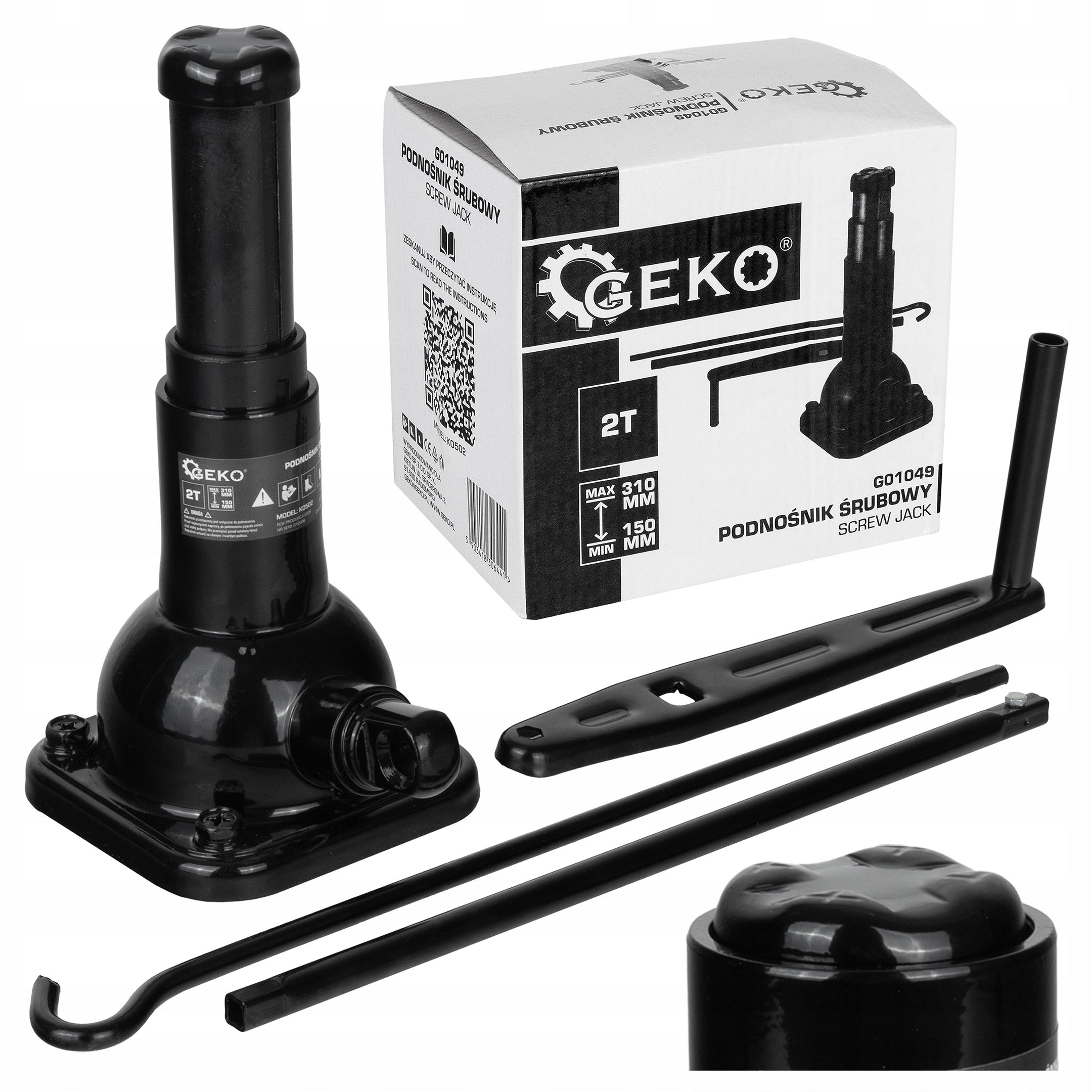MANUAL MECHANICAL COLUMN SCREW LIFTER 150-310MM 2T GEKO