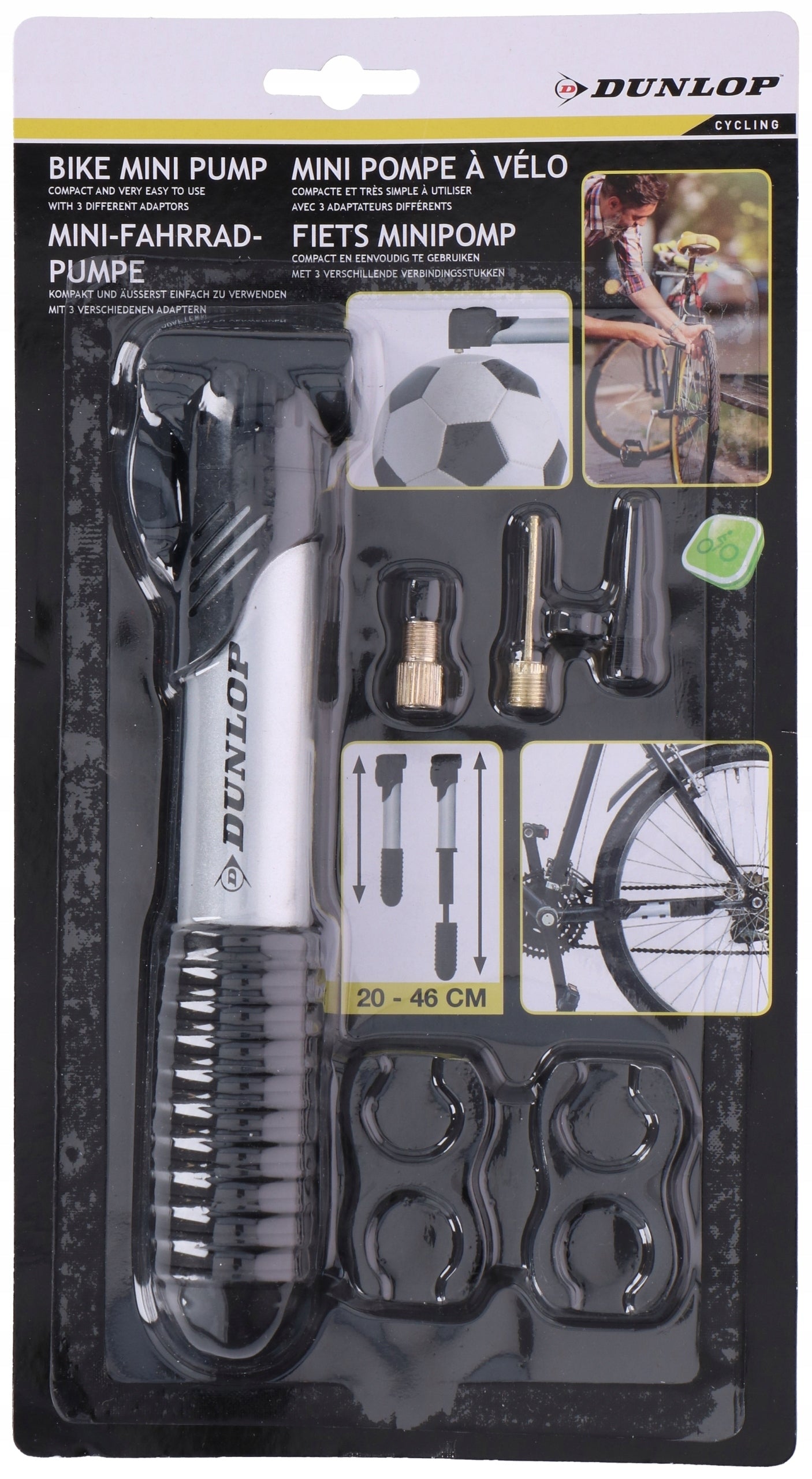 MANUAL Mini Bicycle PUMP FOR BICYCLE BALLS DUNLOP Color silver