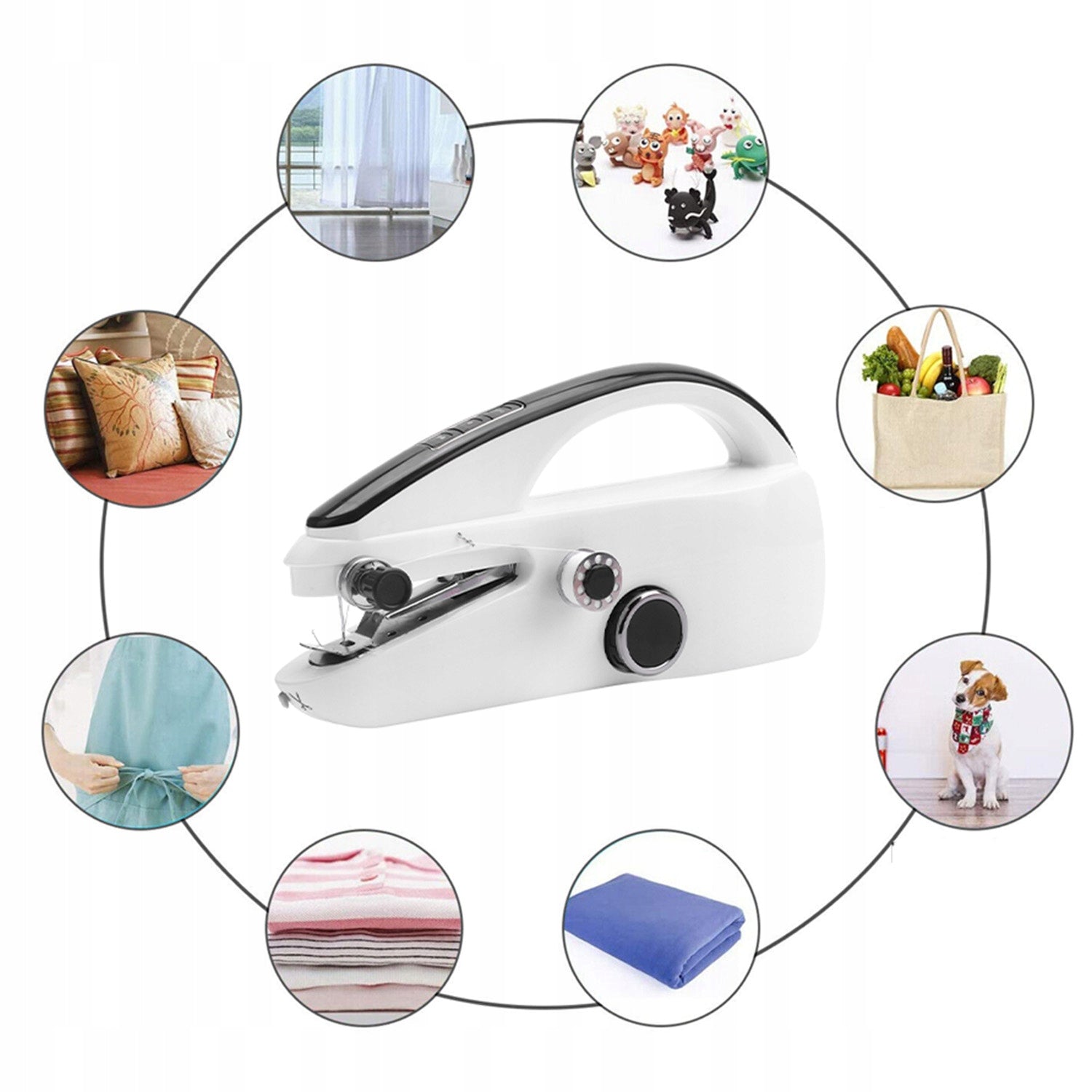 MANUAL SEWING MACHINE SMALL PORTABLE AKCESORIA ADDITIONAL LIGHTWEIGHT PORTABLE Product weight with unit packaging 0.48 kg