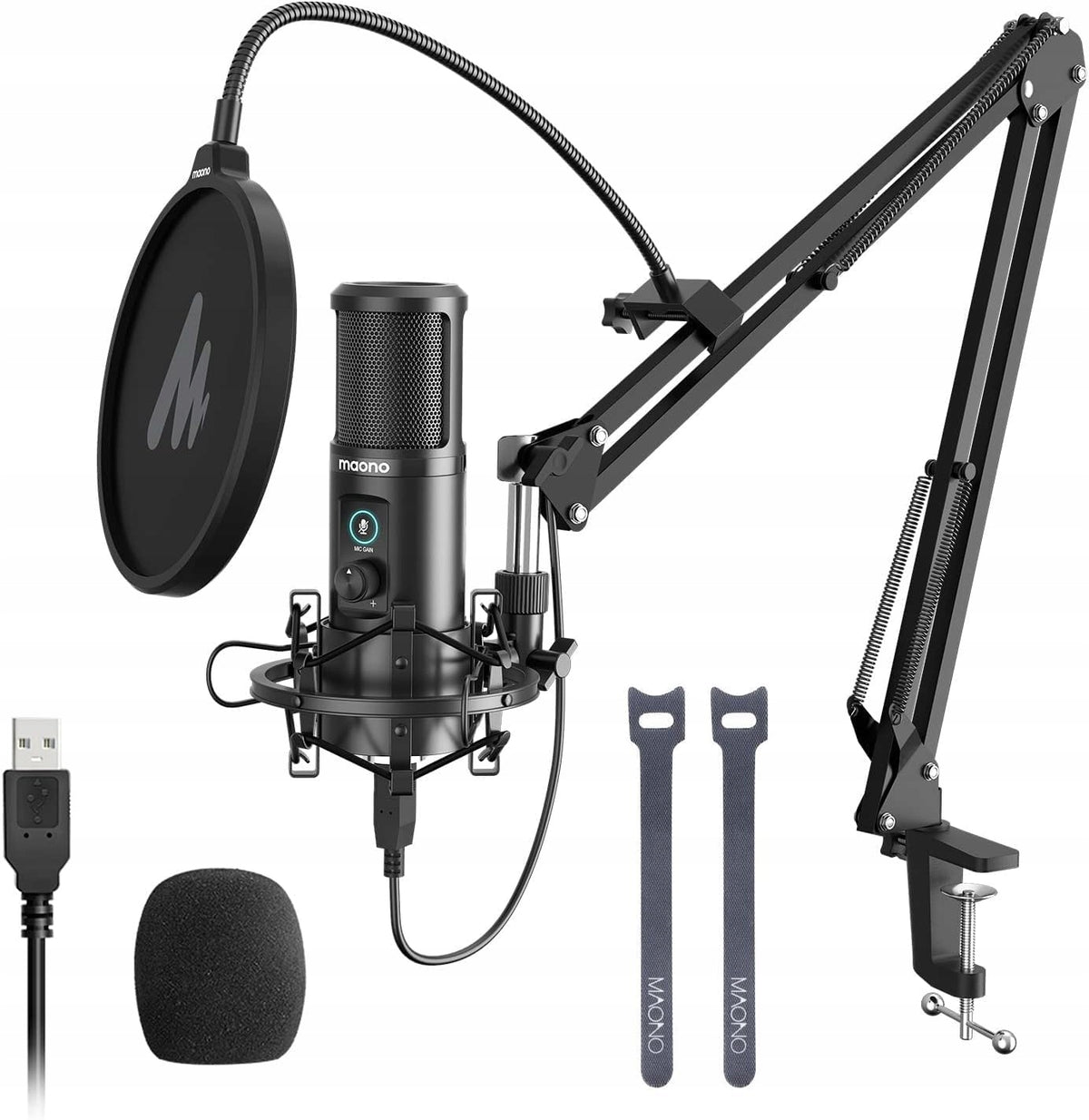 MAONO AU-PM421- USB - Cardioid Capacitor Microphone - Large Set