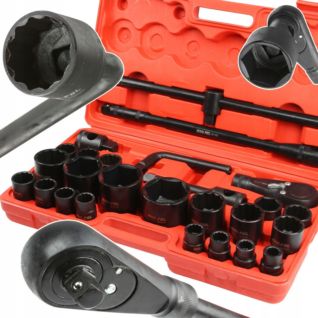 MAR-POL SOCKET WRENCH SET 26el. 3/4" & 1" 6pt & 12pt SUITCASE M58249 Brand Mar-Pol