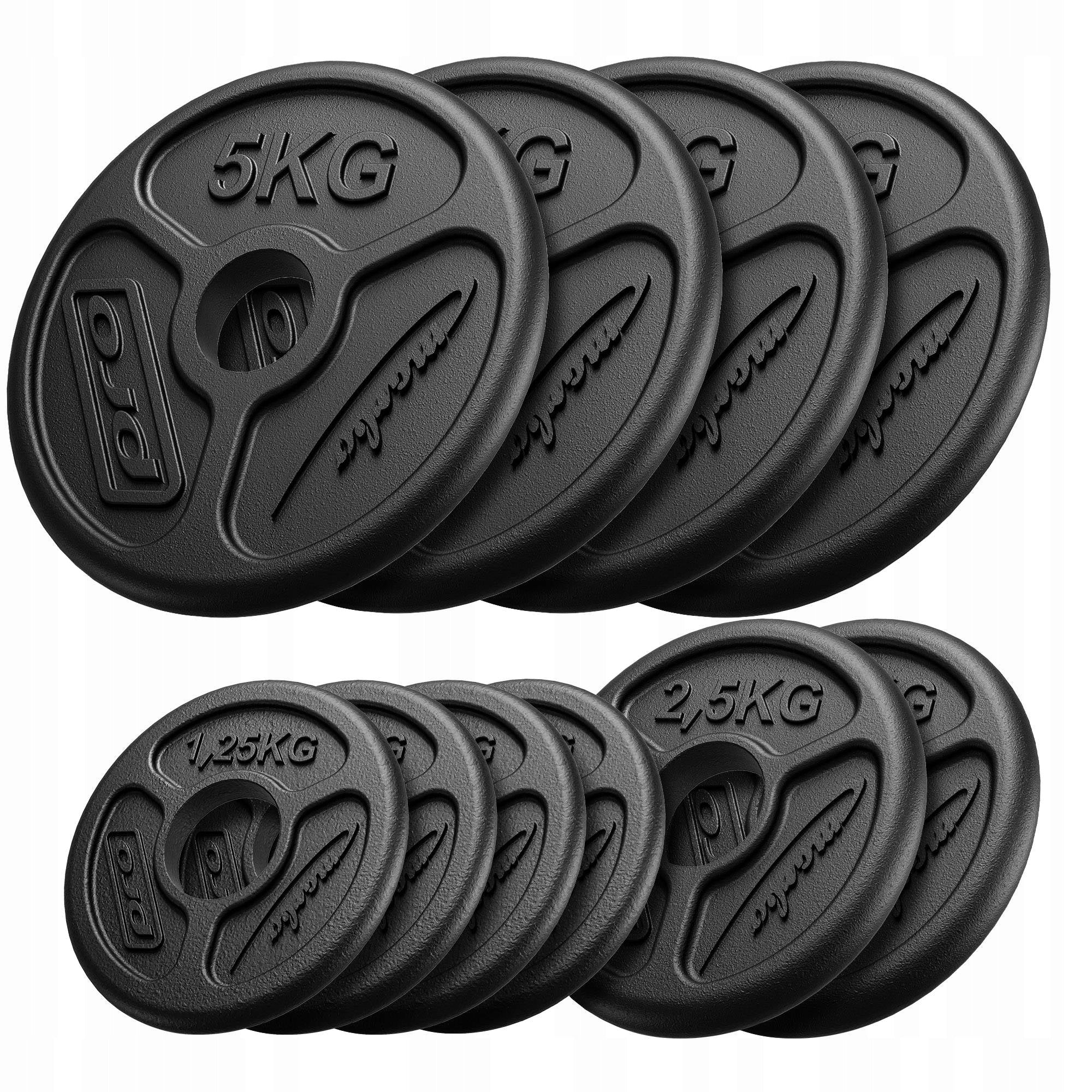 Satz olympischer Gusseisengewichte Marbo 4x5kg + 2x2,5kg + 4x1,25kg 