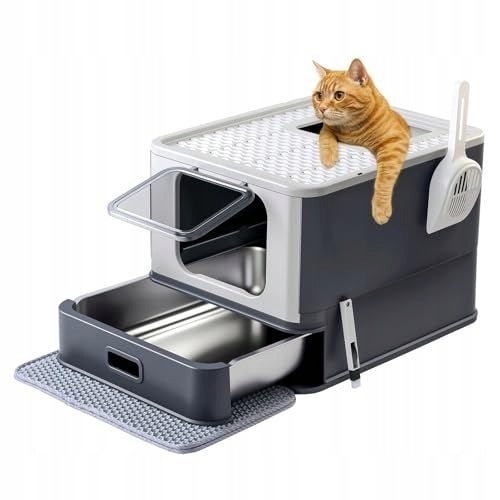 MARCHUL STAINLESS STEEL CAT LITTER BOX WITH LID AND DESIGN Packaging status original