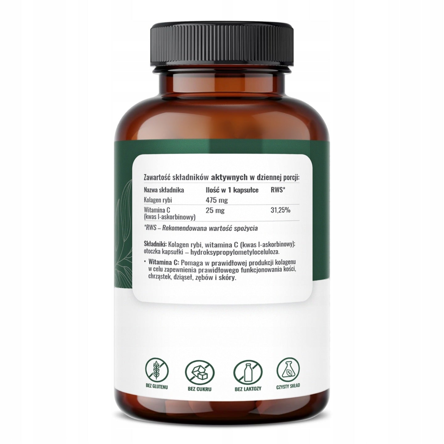 MARINE COLLAGEN NATURAL + VITAMIN C Joints Bone Teeth Skin 100 CAPSULES Expiration date at least 1 year from the date of purchase