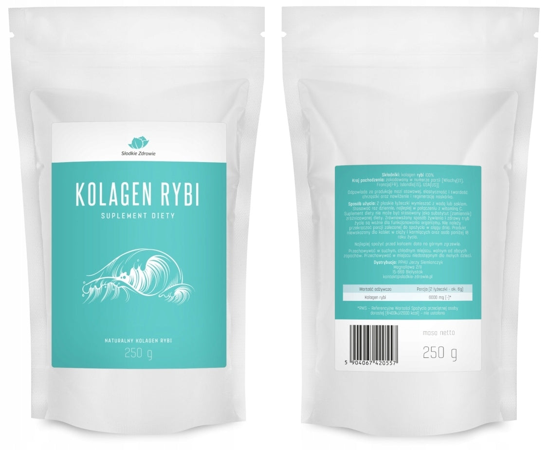 MARINE FISH COLLAGEN powder NATURAL PURE 100% 250g Brand Słodkie Zdrowie