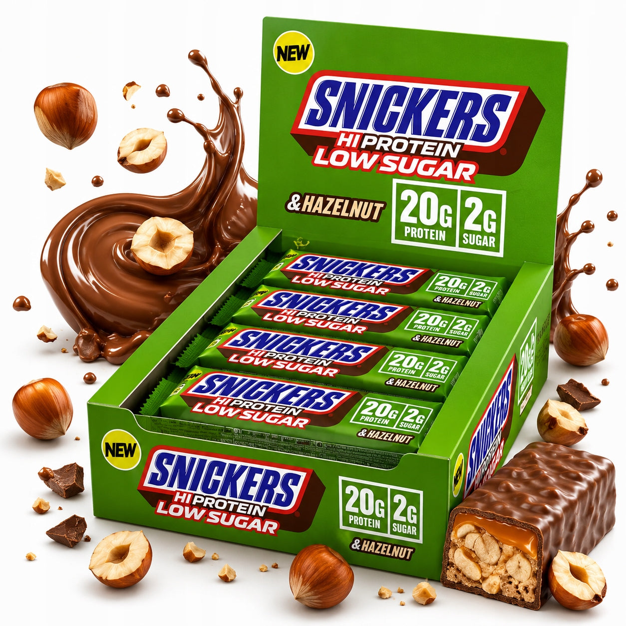 MARS Snickers Hi Protein Low Sugar 12 X57 g Hazelnut Protein Bar