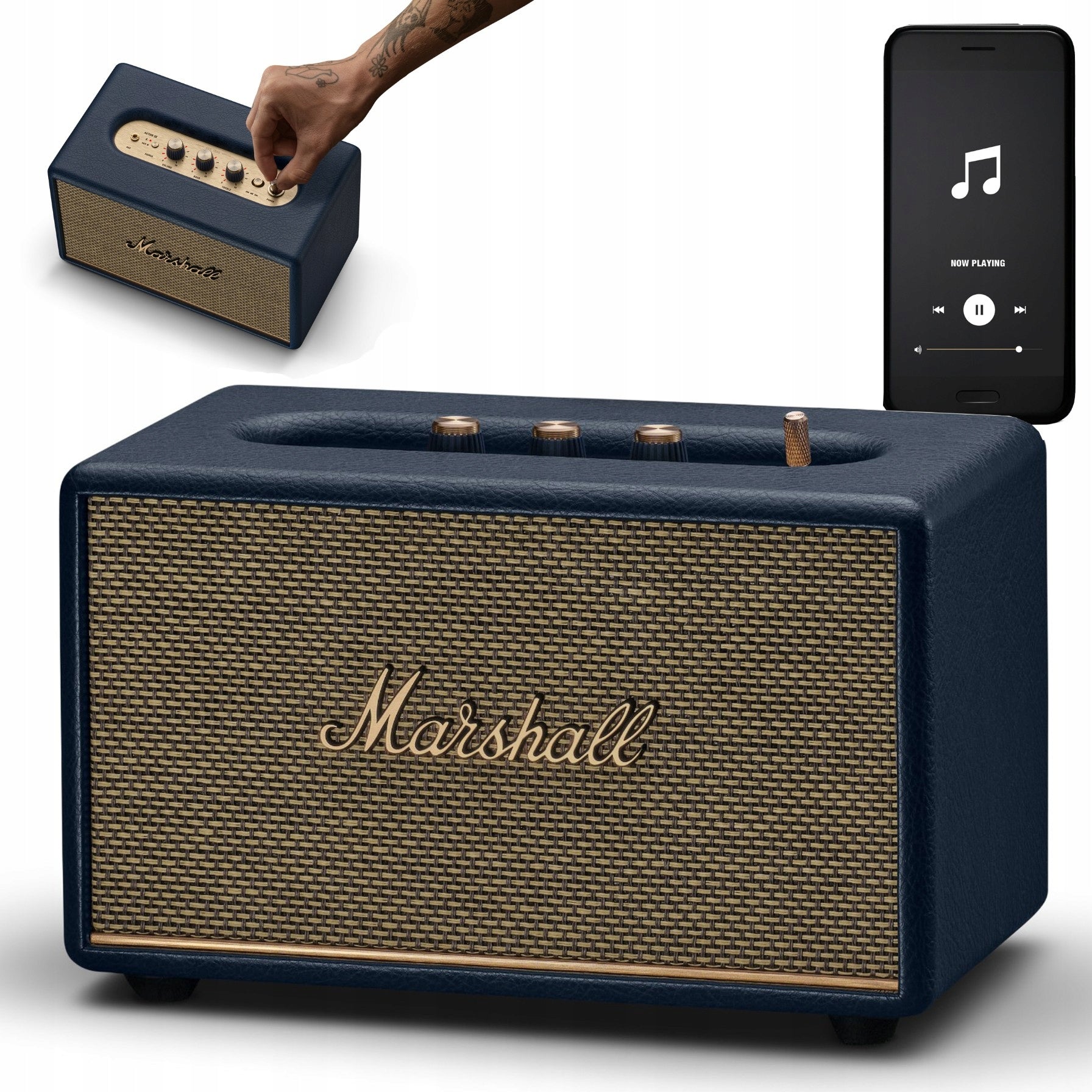 MARSHALL BLUETOOTH SPEAKER ACTON III BLUE RETRO VINTAGE DESIGN