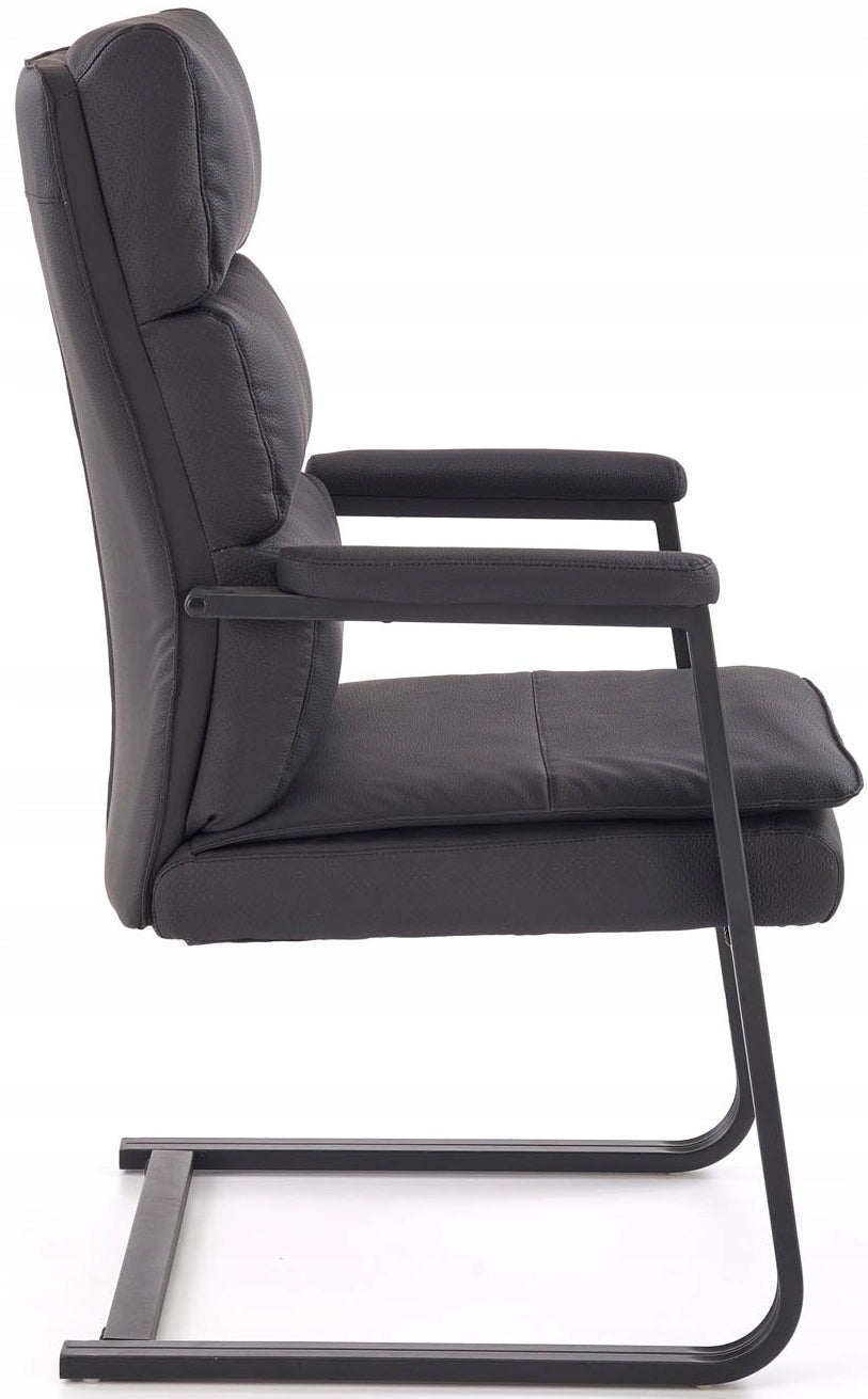 MARZIANO 3 Cabinet Chair on Skids Black Faux Leather Conference Medical device no