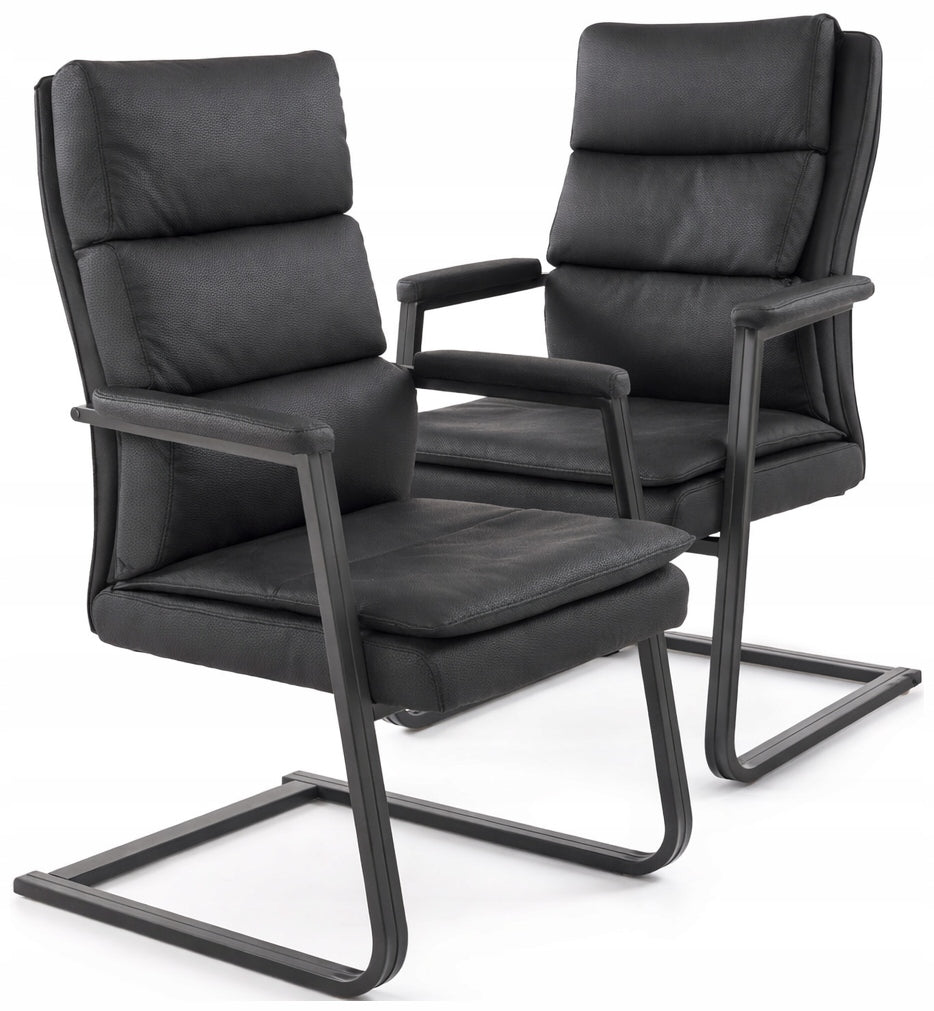 MARZIANO 3 Cabinet Chair on Skids Black Faux Leather Conference Packaging status original
