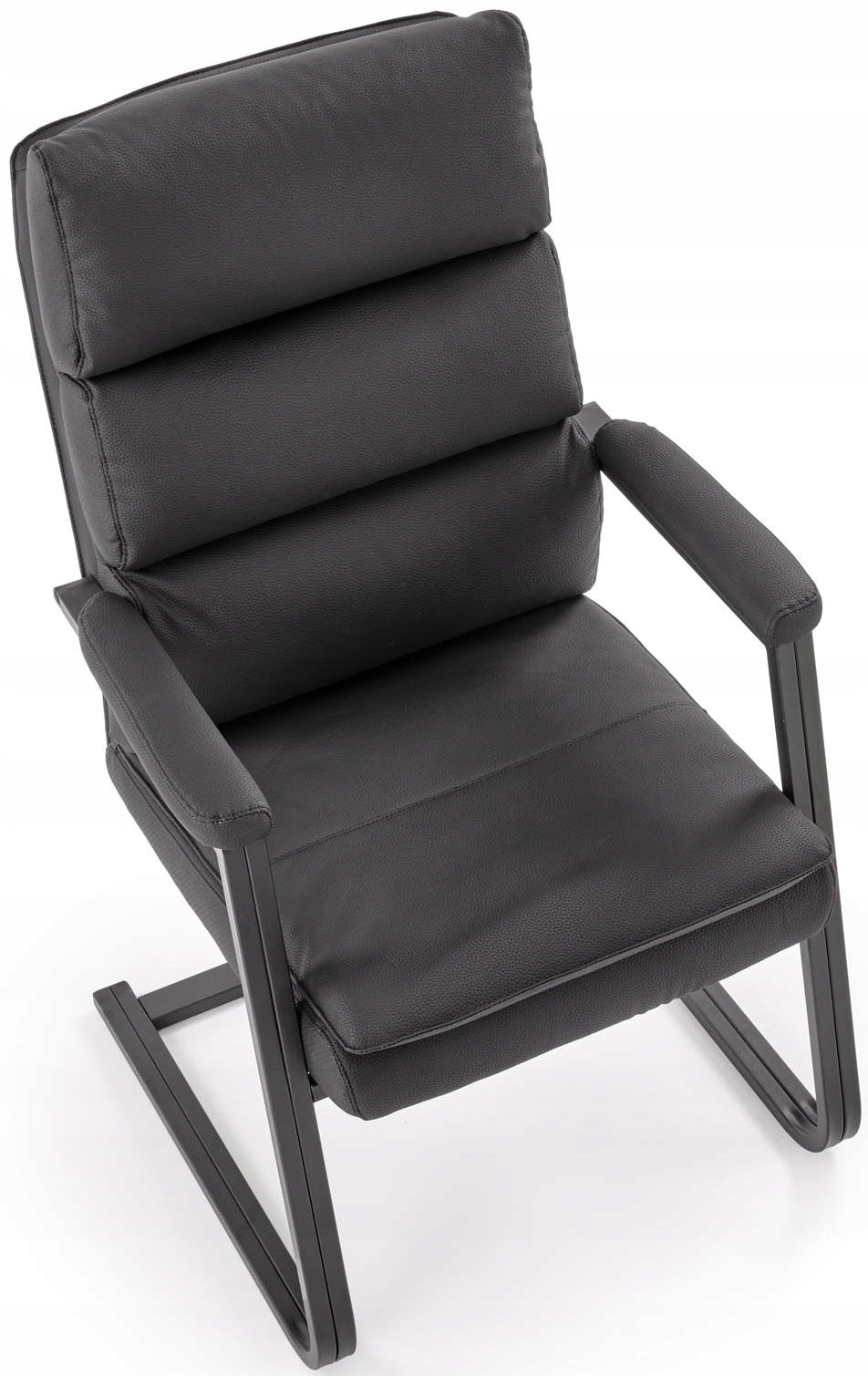 MARZIANO 3 Cabinet Chair on Skids Black Faux Leather Conference