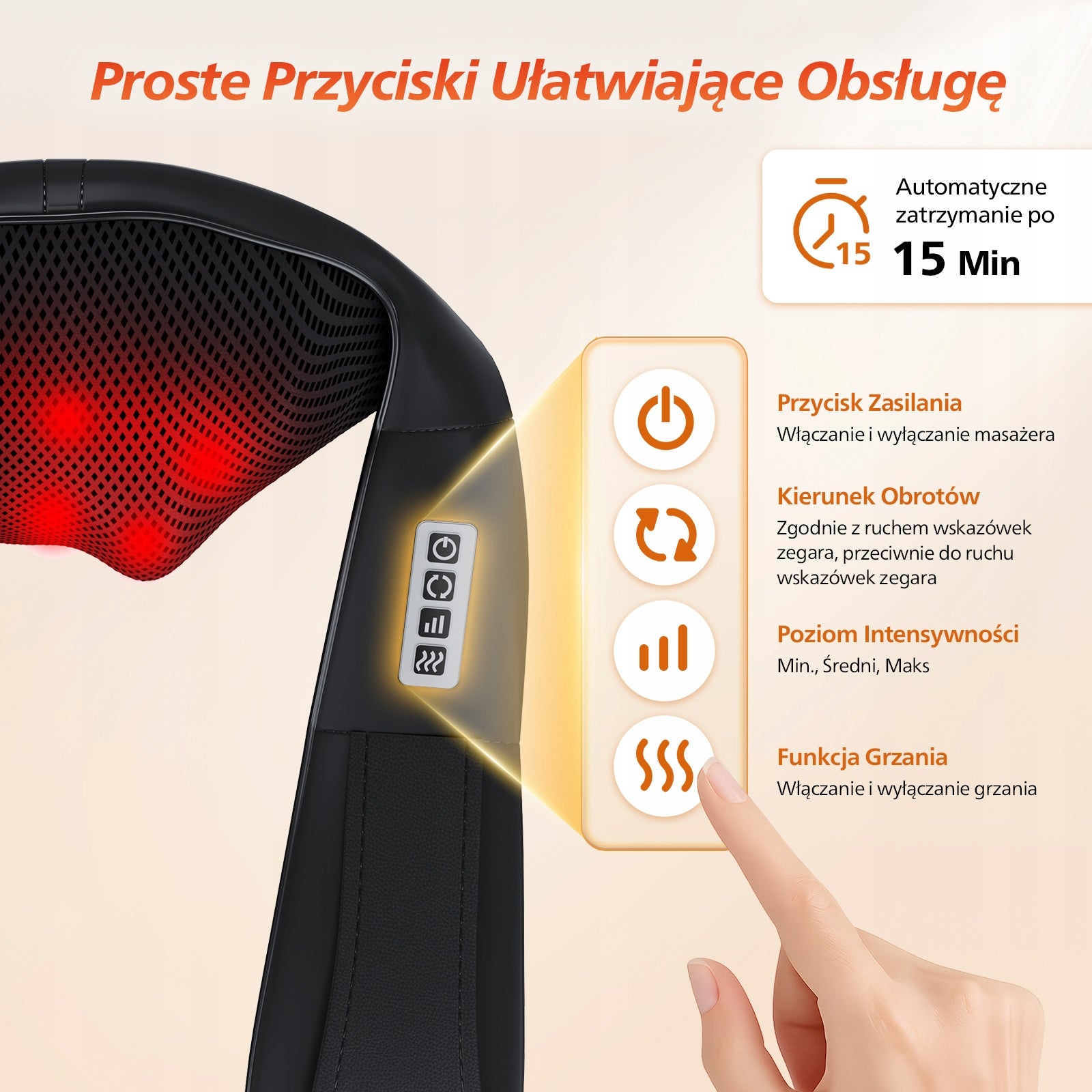 MASAŻER DO SZYI KARKU CIAŁA STÓP PLECÓW SHIATSU PAS MASUJĄCY GRZEJĄCY Manufacturer code ZC-3002