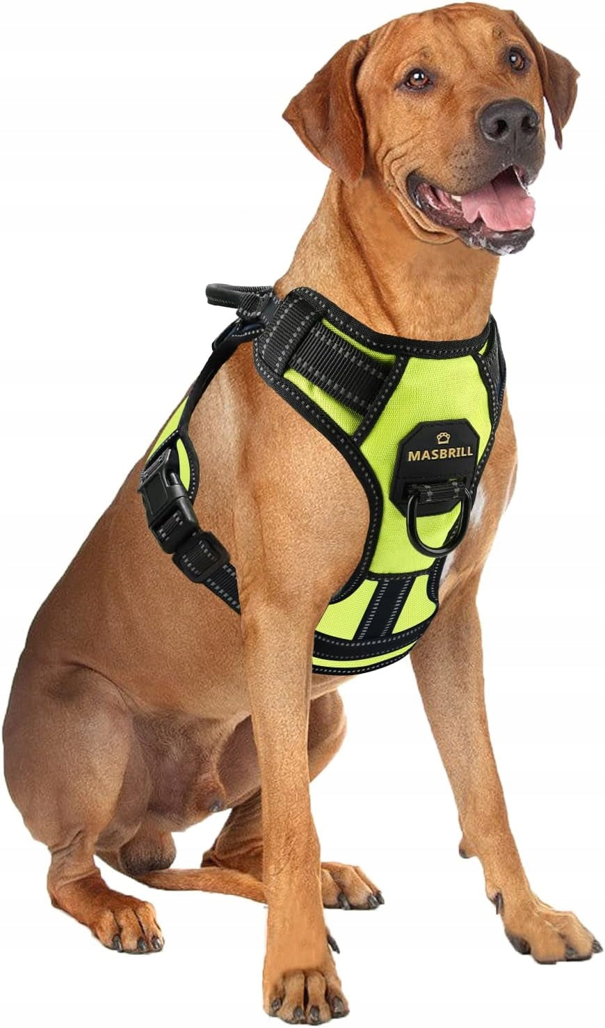 MASBRILL Harness for big dog, without pulling, Green vest size. L
