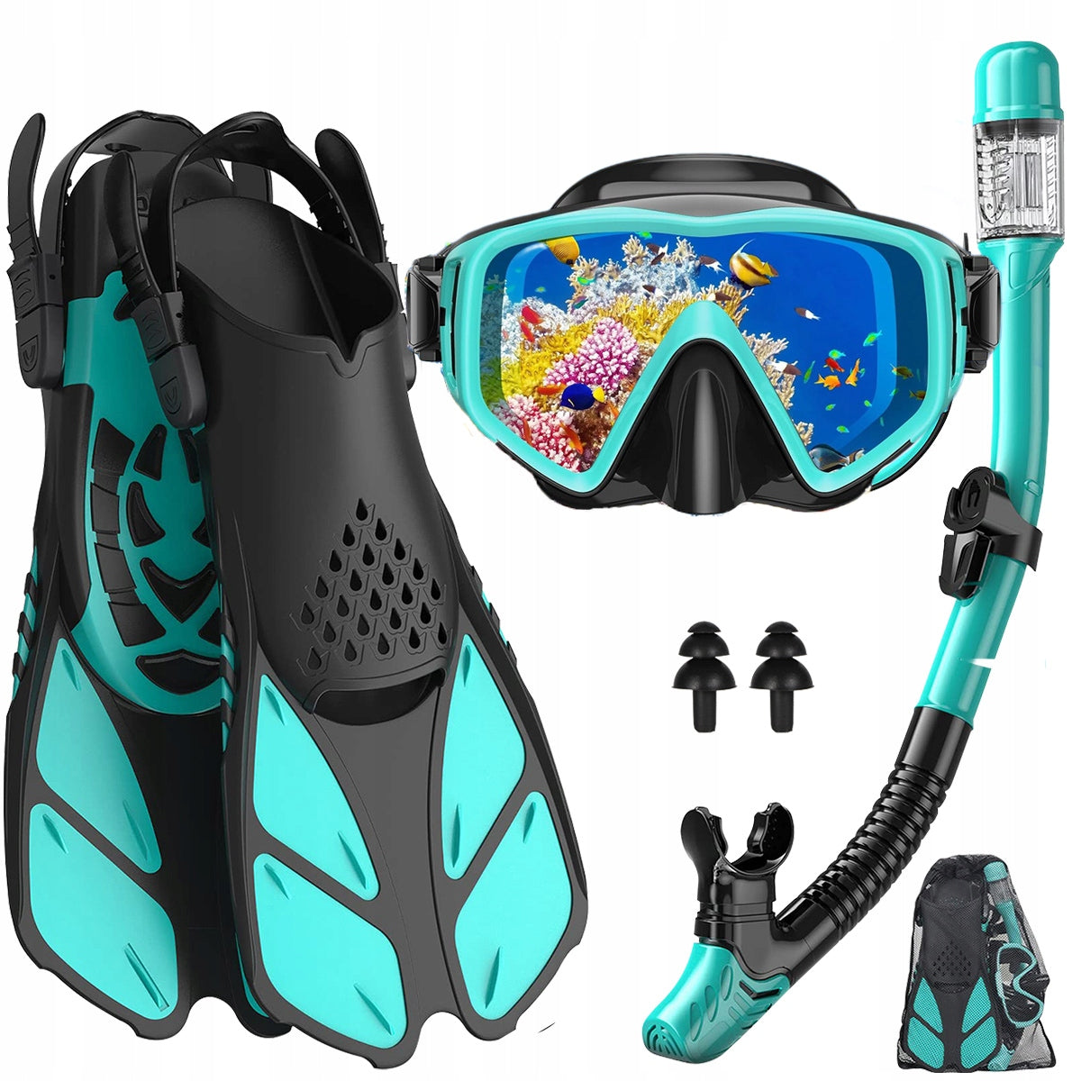 MASK AND SNORKEL DIVING GLASSES AND SNORKELING TUBE With fin