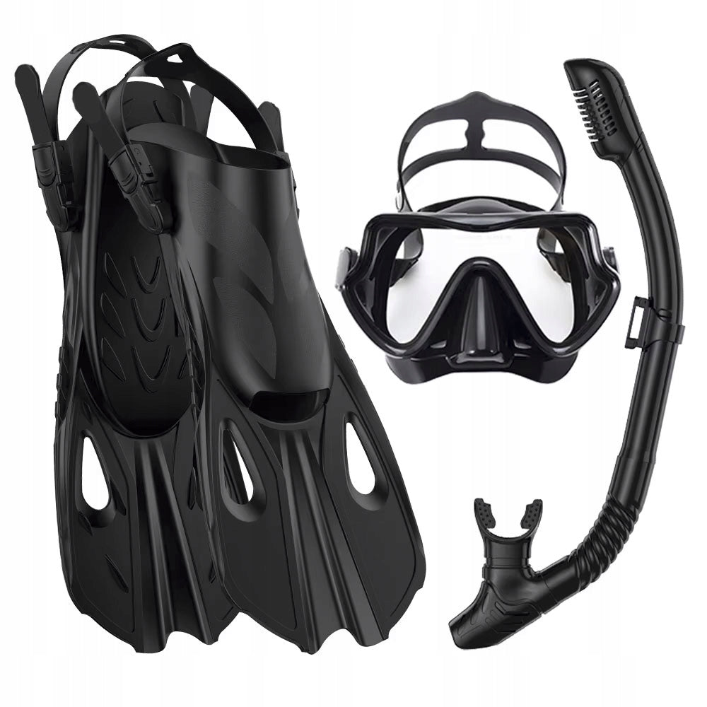 MASK AND SNORKEL FOR DIVING GLASSES AND SNORKELING TUBE With fin L/XL Color black