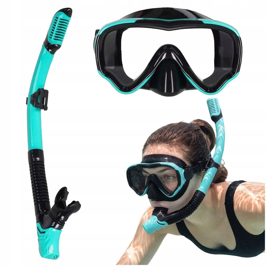 MASK AND SNORKEL SNORKELING SET GLASSES WITH TUBE BLUE