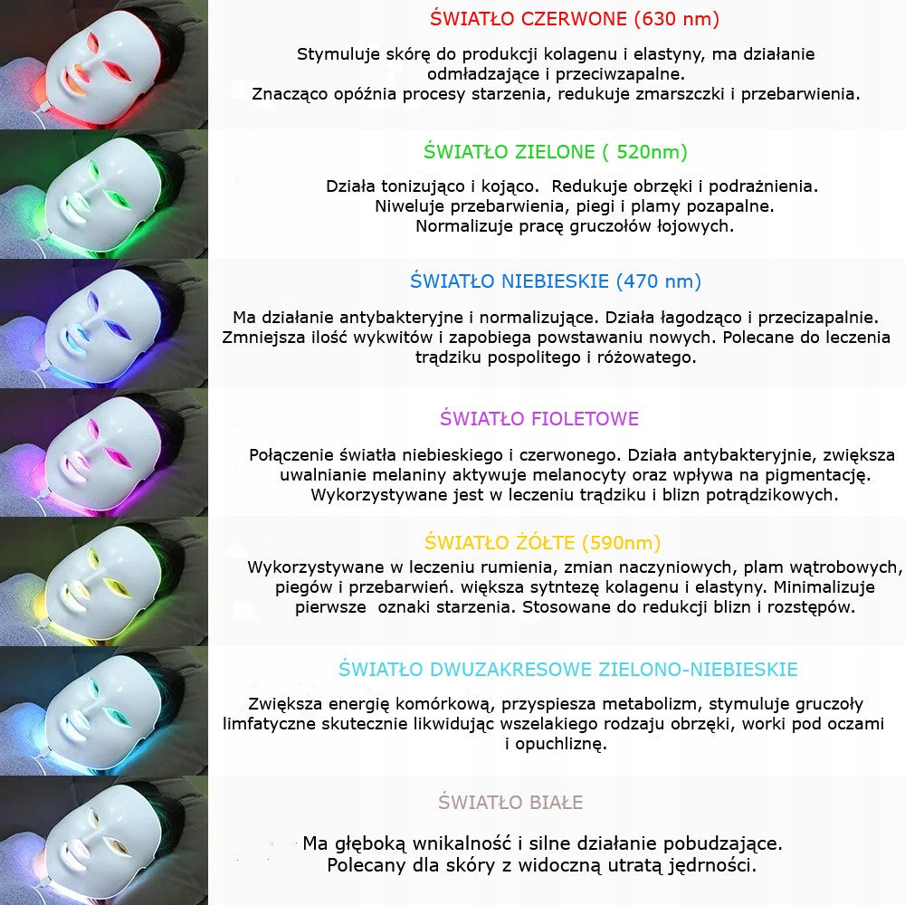 MASK LED FACE NECK 7 COLORS + ELECTROSTIMULATION Medical device no