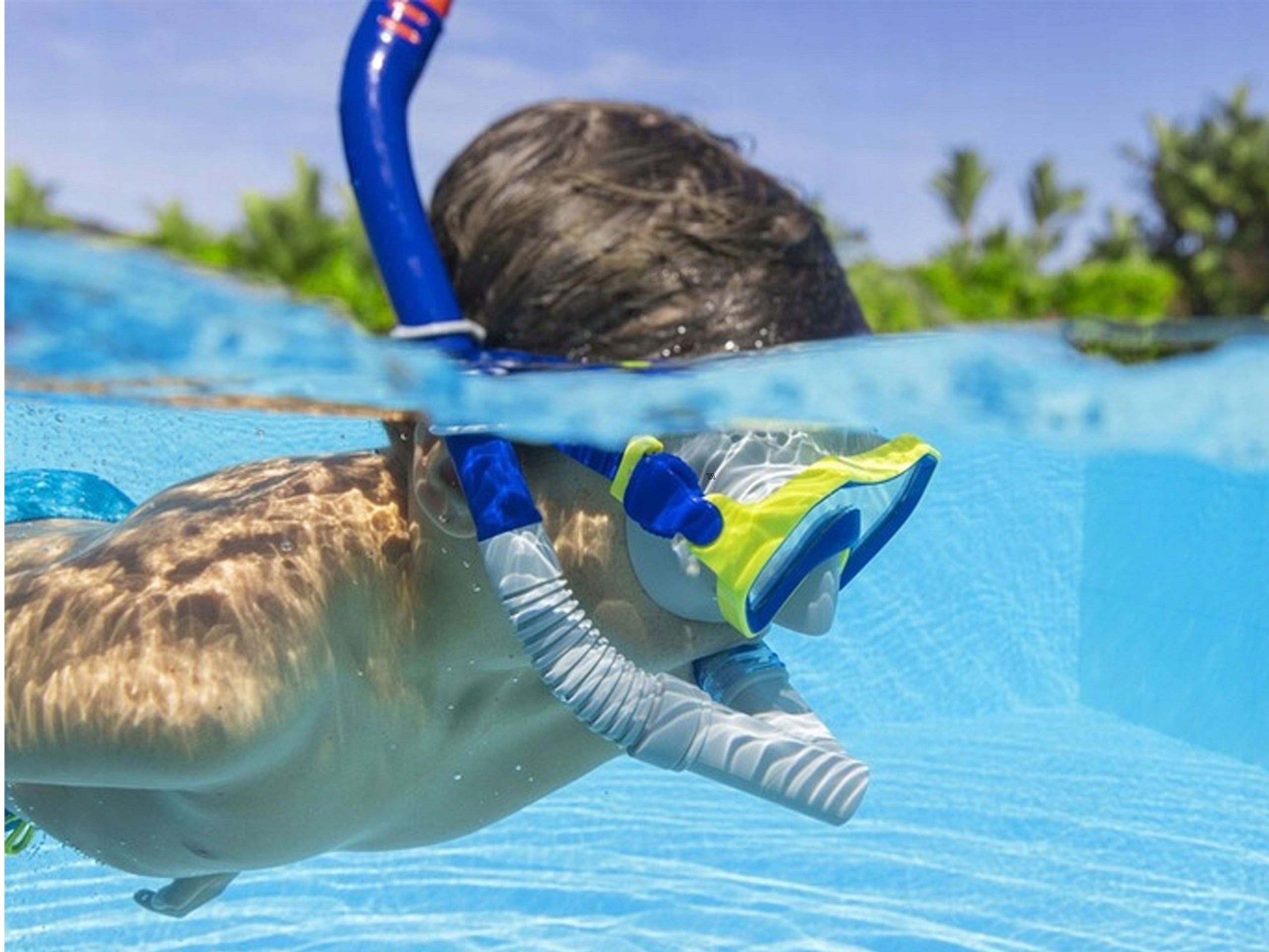 MASK WITH TUBE SWIMMING GOGGLES FOR SWIMMING POOL BLUE BESTWAY Brand Bestway