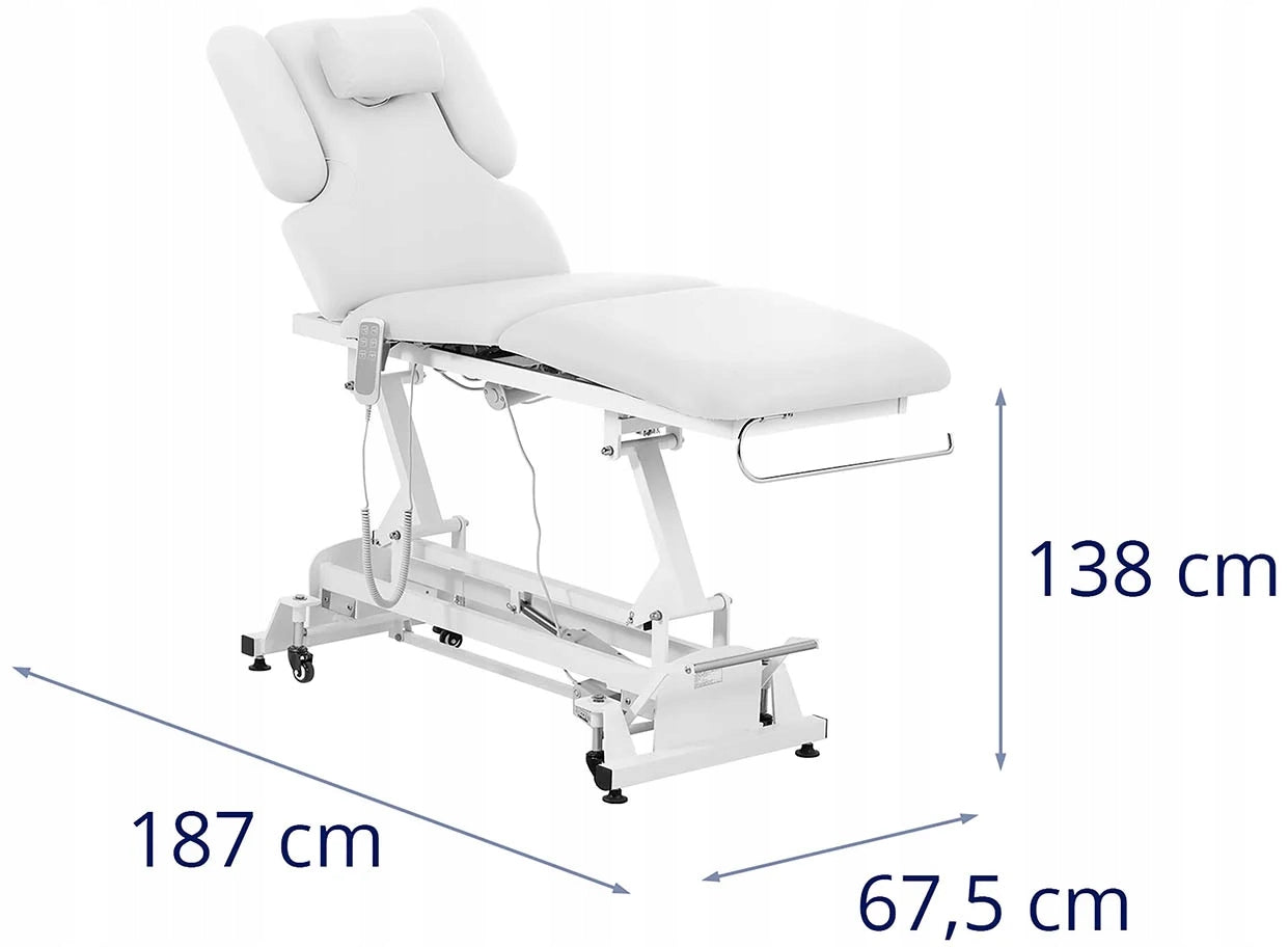 MASSAGE BED Physa NANTES Electric 3 Motors up to 250 kg White Tabletop length 185 cm