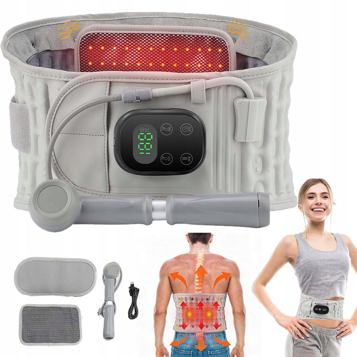 MASSAGE BELT MASSAGE, INFRARED, HEATING AND WAIST SUPPORT 45-55-65°C