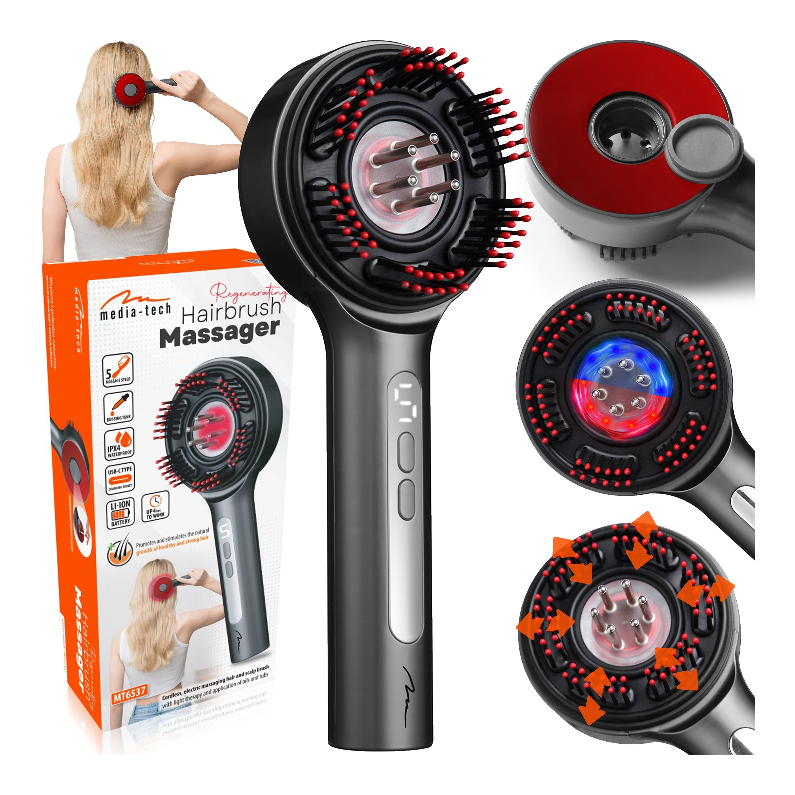 MASSAGE BRUSH SCALP MASSAGER APPLICATOR CORDLESS RUB