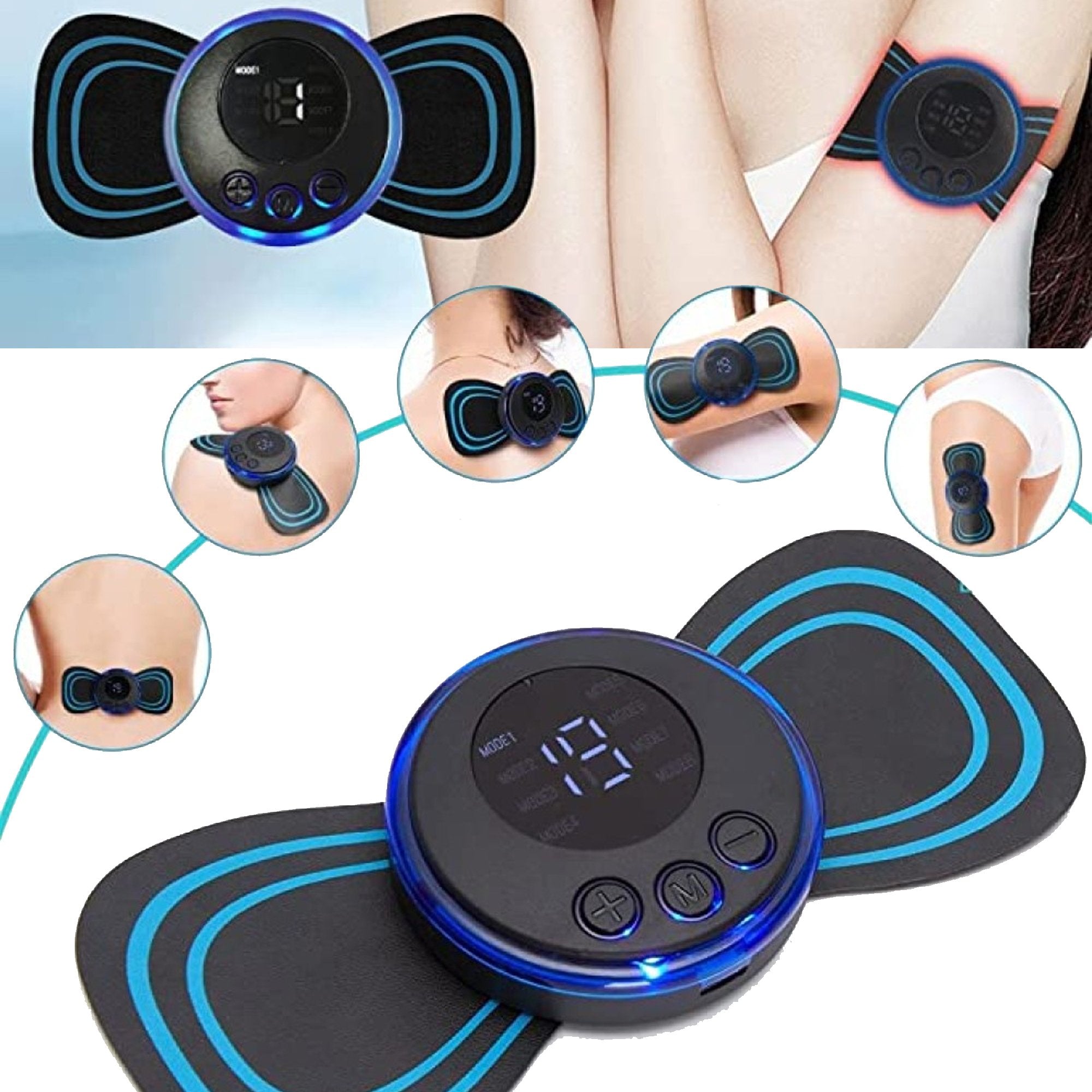 MASSAGE ELECTROSTIMULATOR MINI NECK MASSAGER BODY MUSCLE EMS 8x MODE Packaging status original