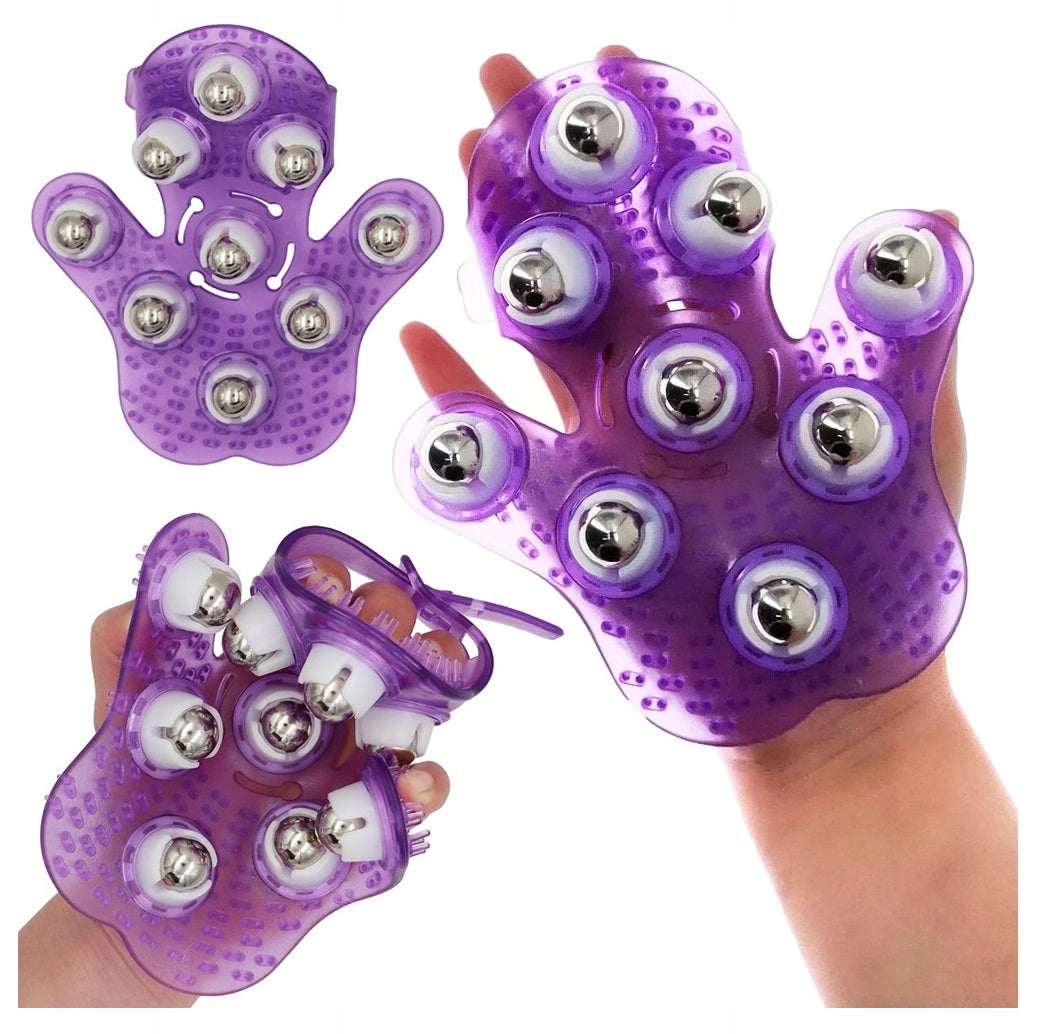MASSAGE GLOVE WITH MOVABLE HEADS