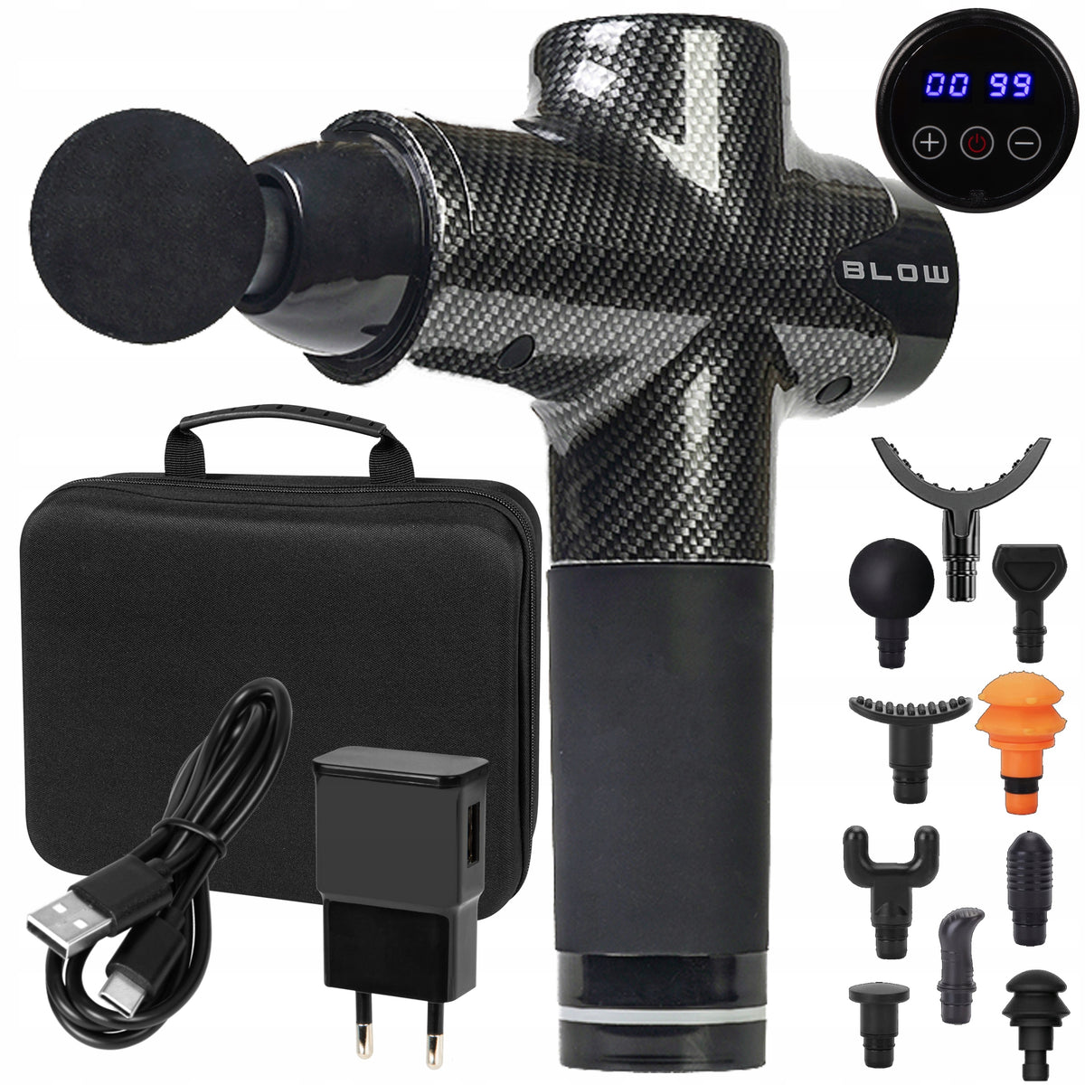 MASSAGE GUN 200W BACK NECK FEET + 10 TIPS