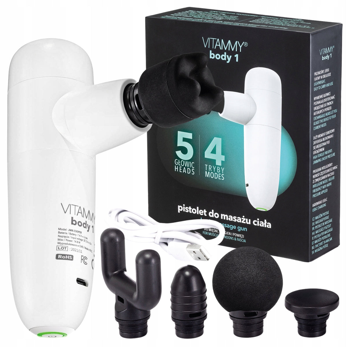 MASSAGE GUN 5HEADS FOOT BACK BODY MASSAGER VITAMMY BODY 1