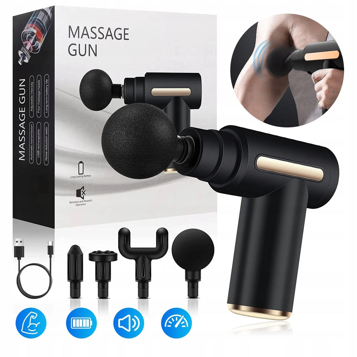 MASSAGE GUN 6 DEGREES 4 TIPS DEEP TISSUE MASSAGER Packaging status original