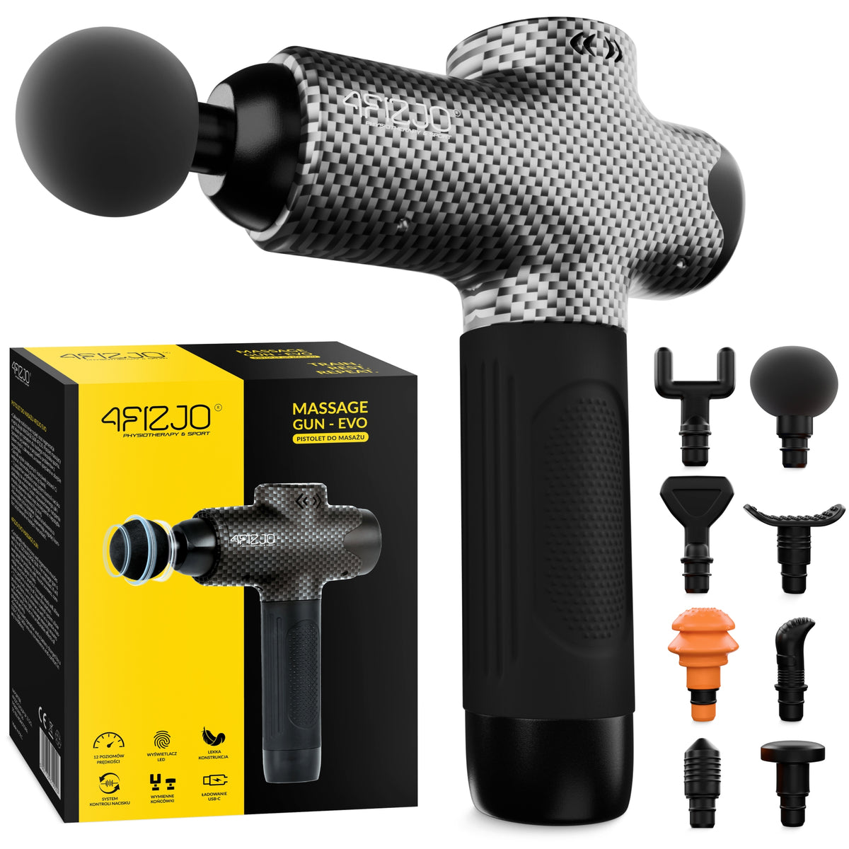 MASSAGE GUN BODY BACK MASSAGER 8 TIPS SUITCASE SET GUN EVO